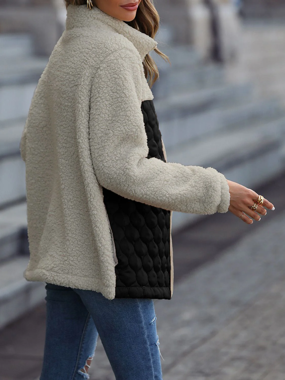 Leopard Color Block Zip-Up Jacket - Image 12