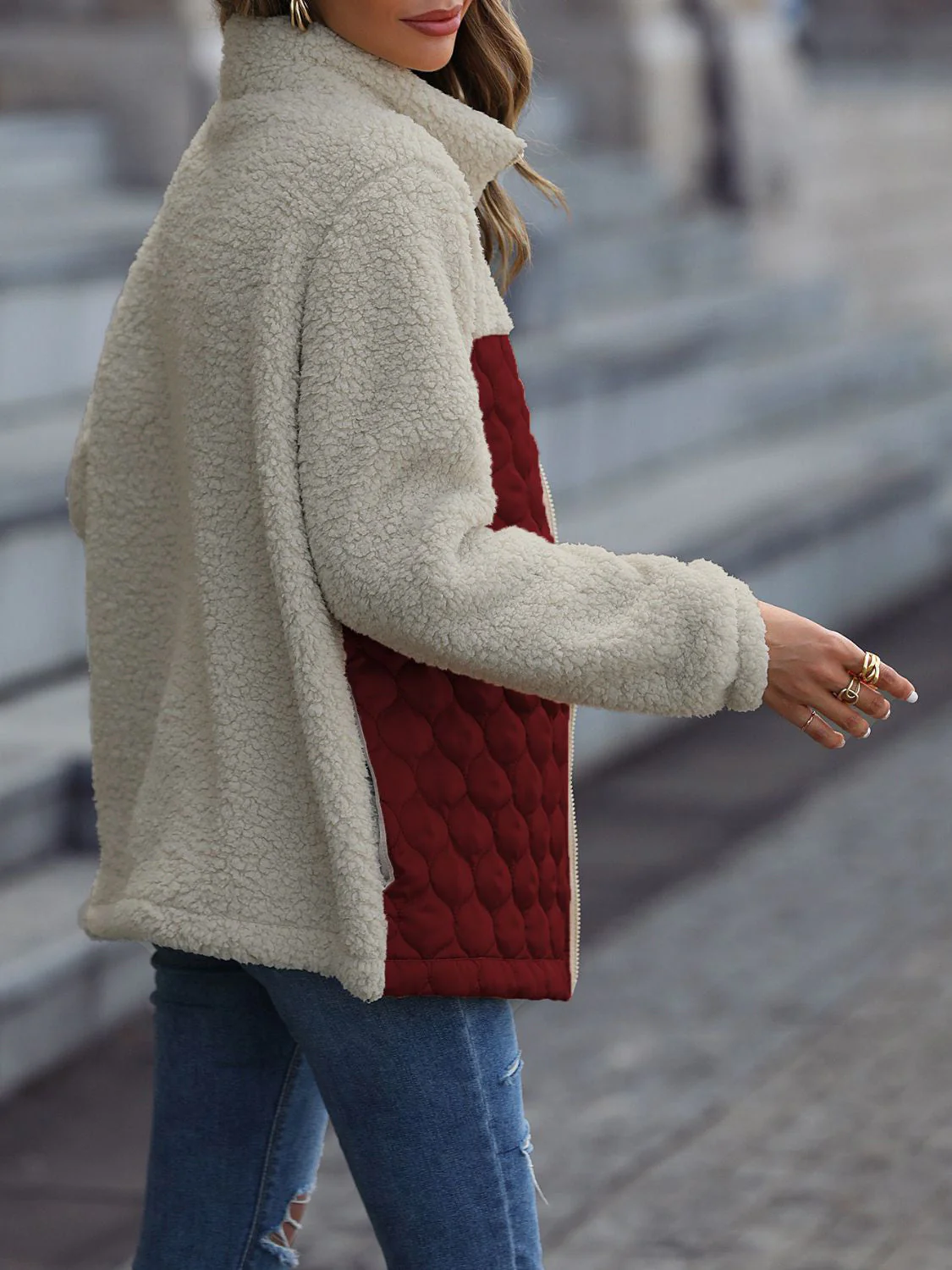 Leopard Color Block Zip-Up Jacket - Image 13