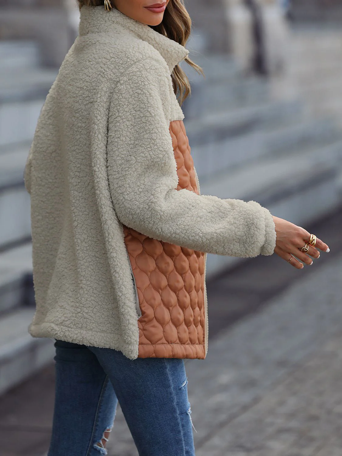 Leopard Color Block Zip-Up Jacket - Image 4