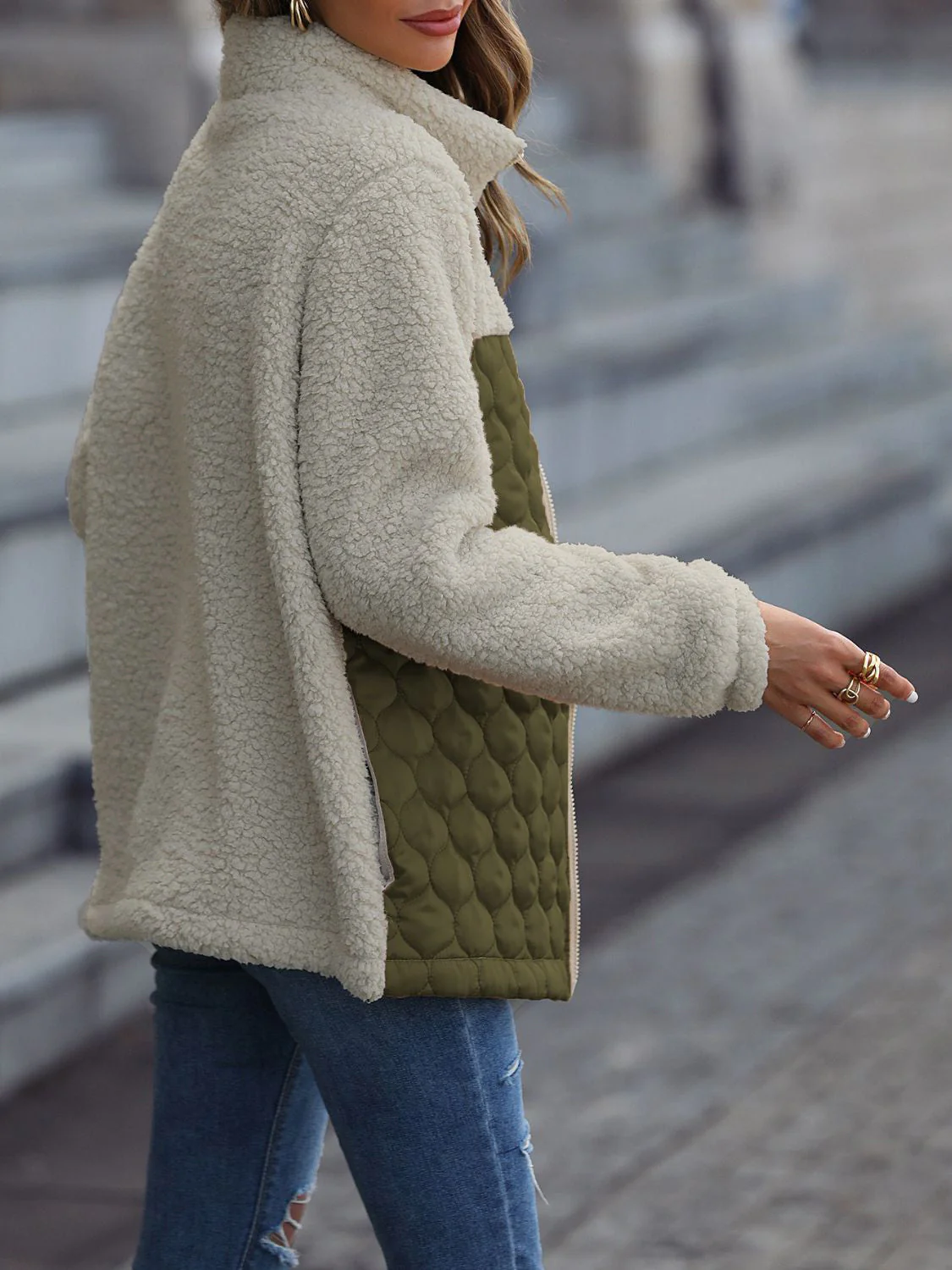 Leopard Color Block Zip-Up Jacket - Image 7