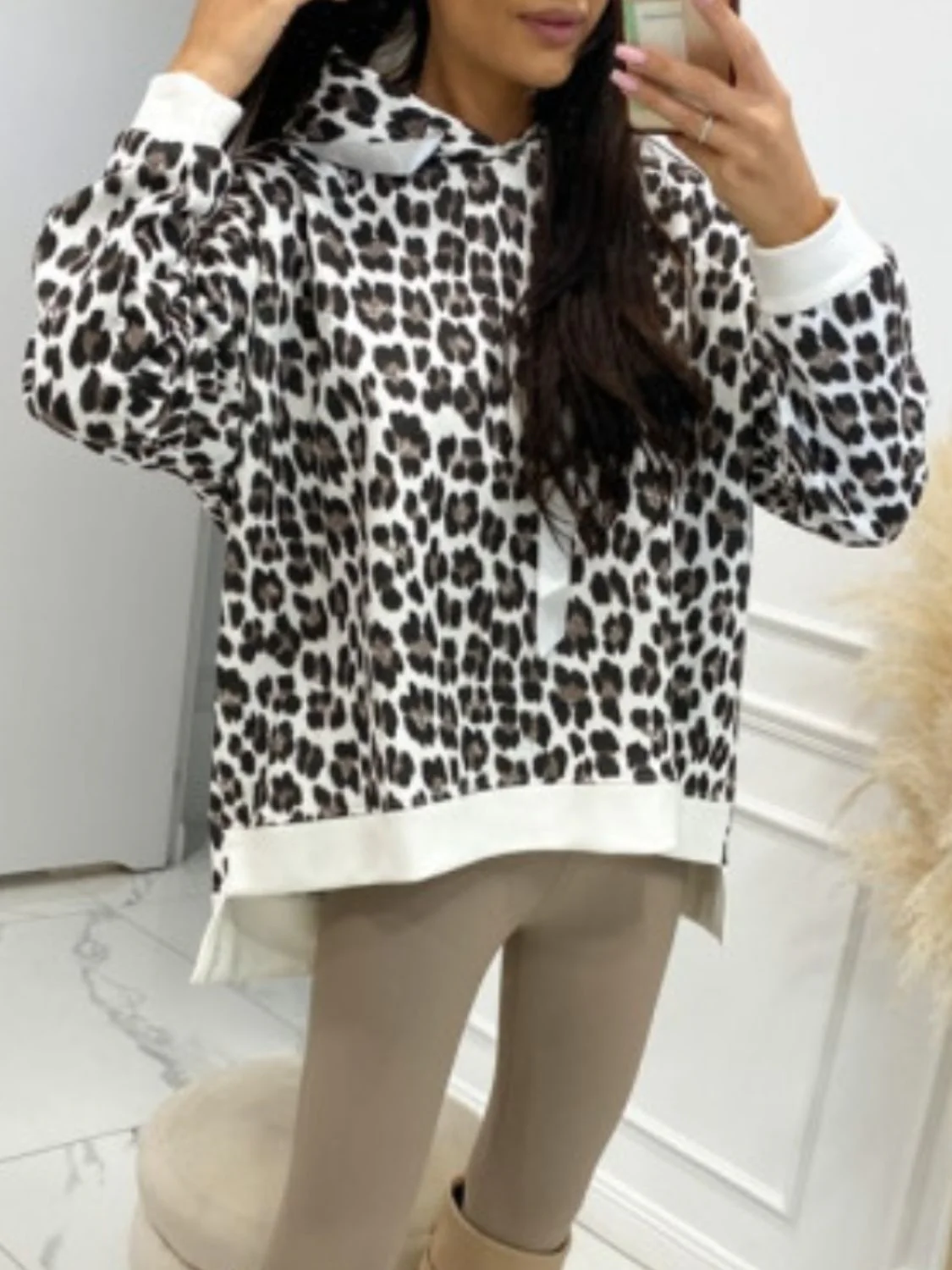 Leopard Dropped Shoulder Hoodie - Image 2