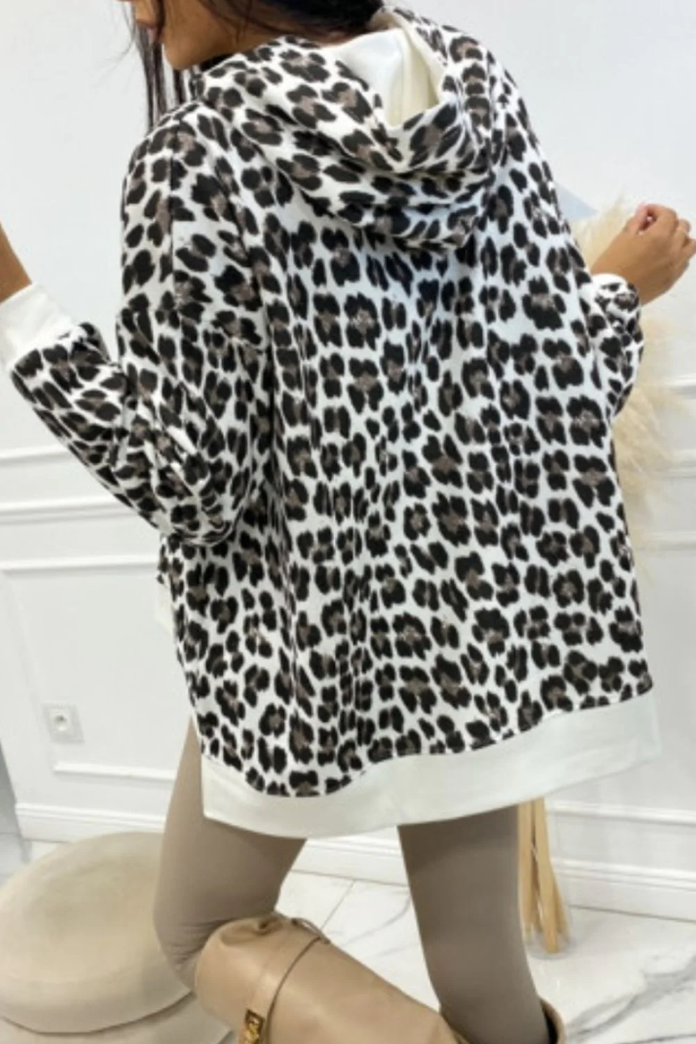 Leopard Dropped Shoulder Hoodie - Image 3