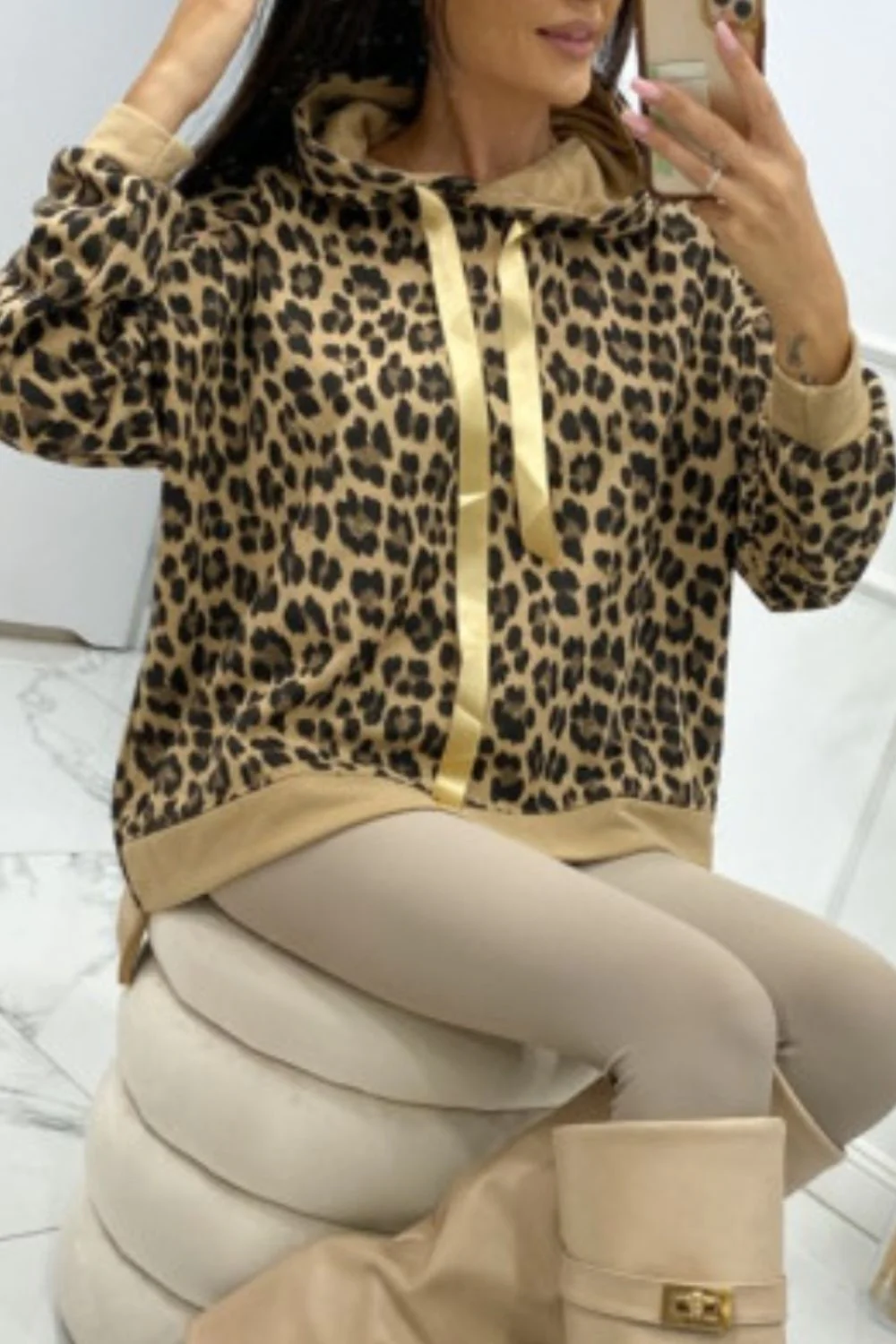 Leopard Dropped Shoulder Hoodie - Image 5
