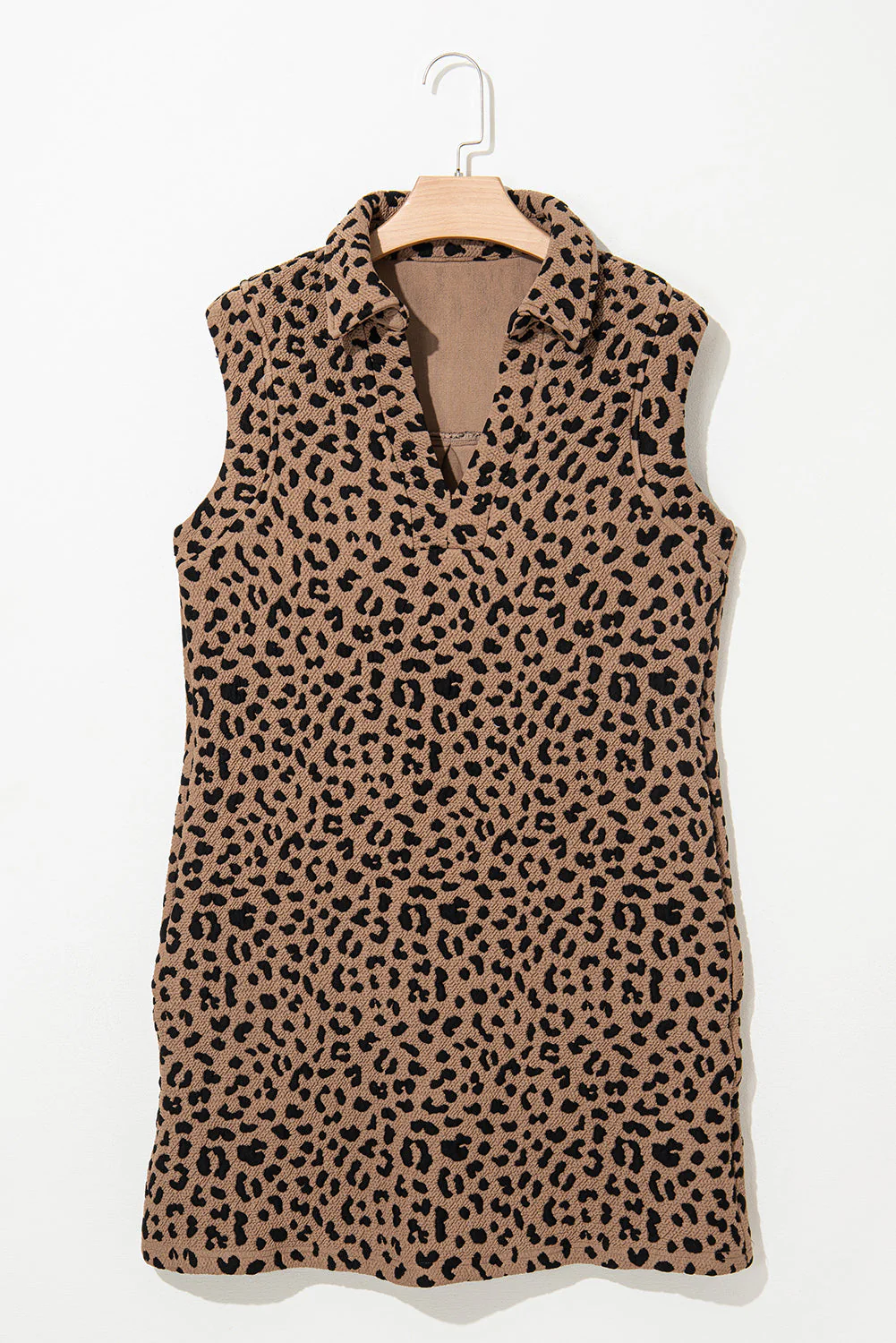 Leopard Johnny Collar Sleeveless Mini Dress - Image 5