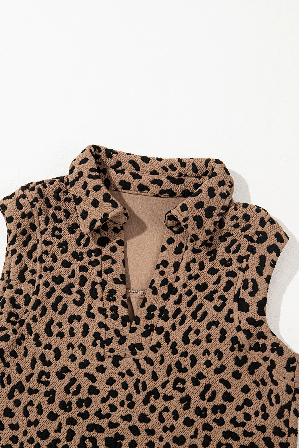 Leopard Johnny Collar Sleeveless Mini Dress - Image 7