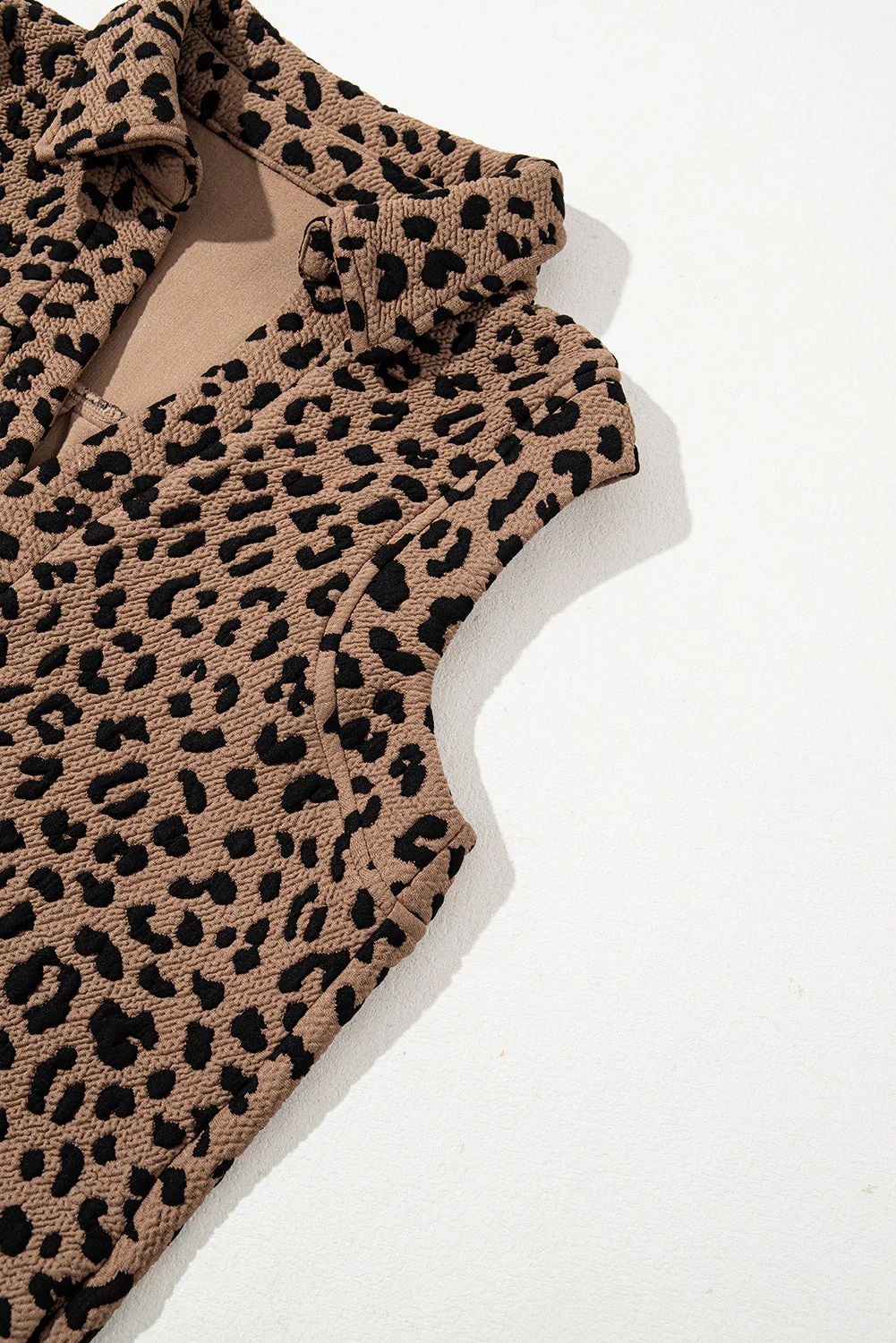 Leopard Johnny Collar Sleeveless Mini Dress - Image 8
