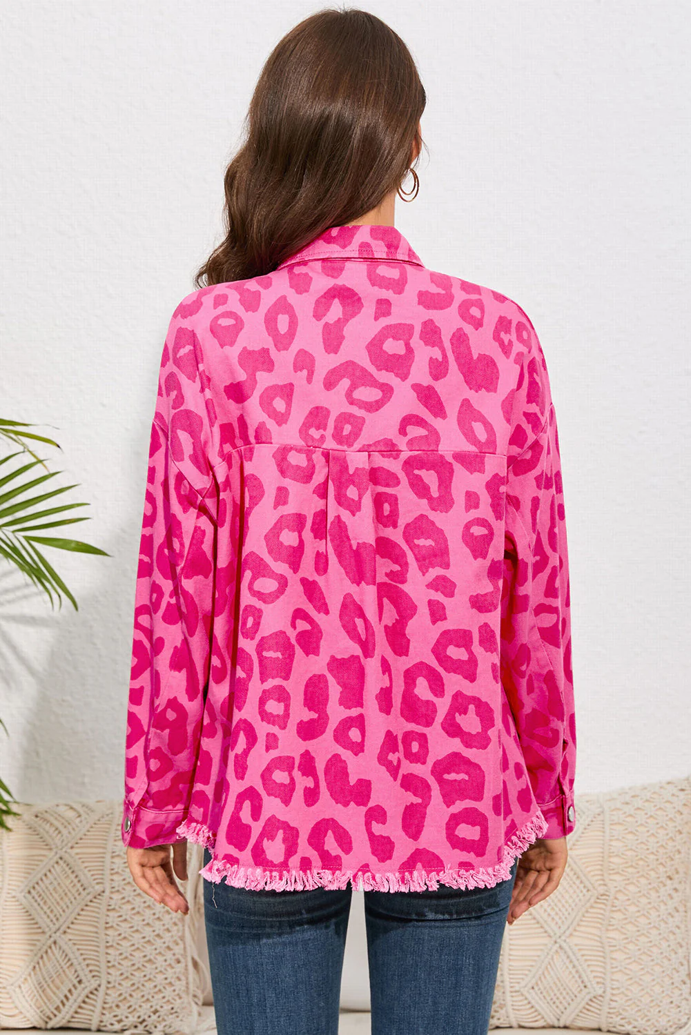 Leopard Raw Hem Jacket - Image 2