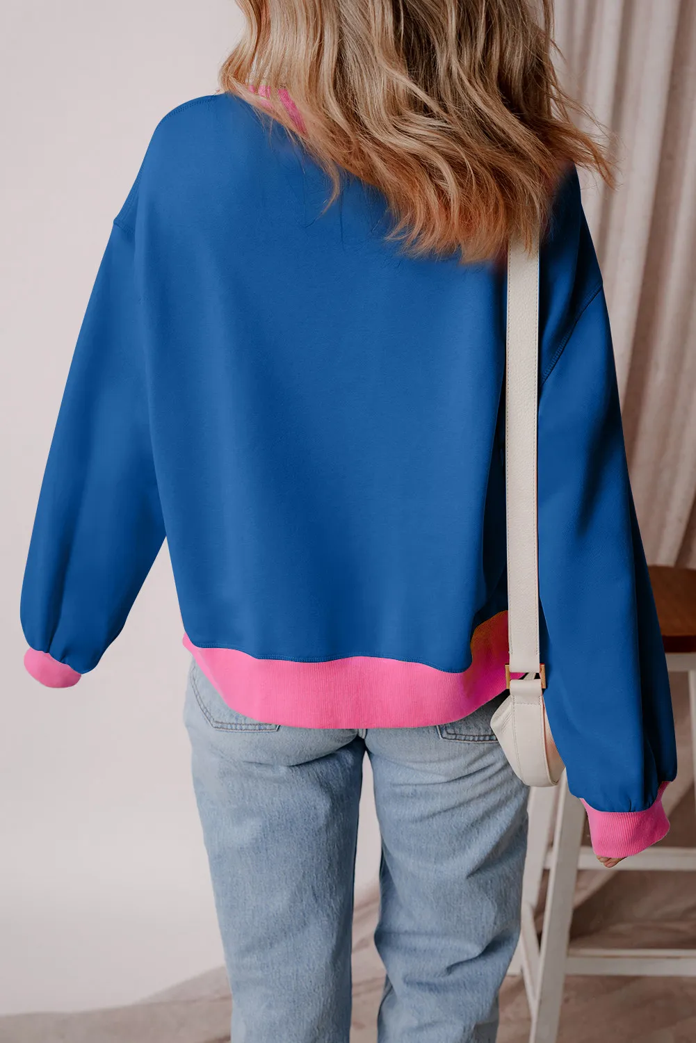 Letter Graphic Contrast Long Sleeve Sweatshirt - Image 3