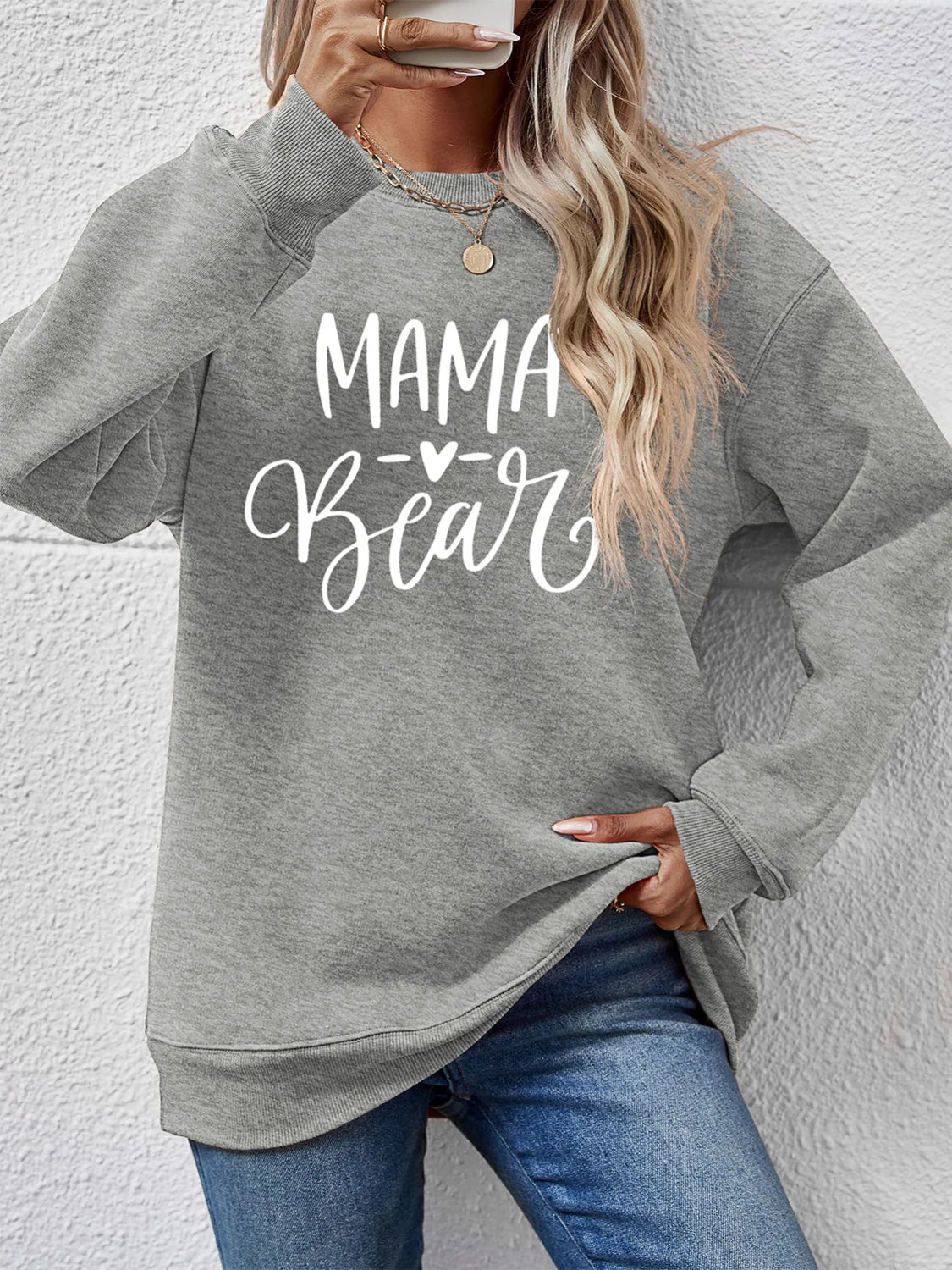 Letter Graphic Round Neck Long Sleeve Sweatshirt - Image 13