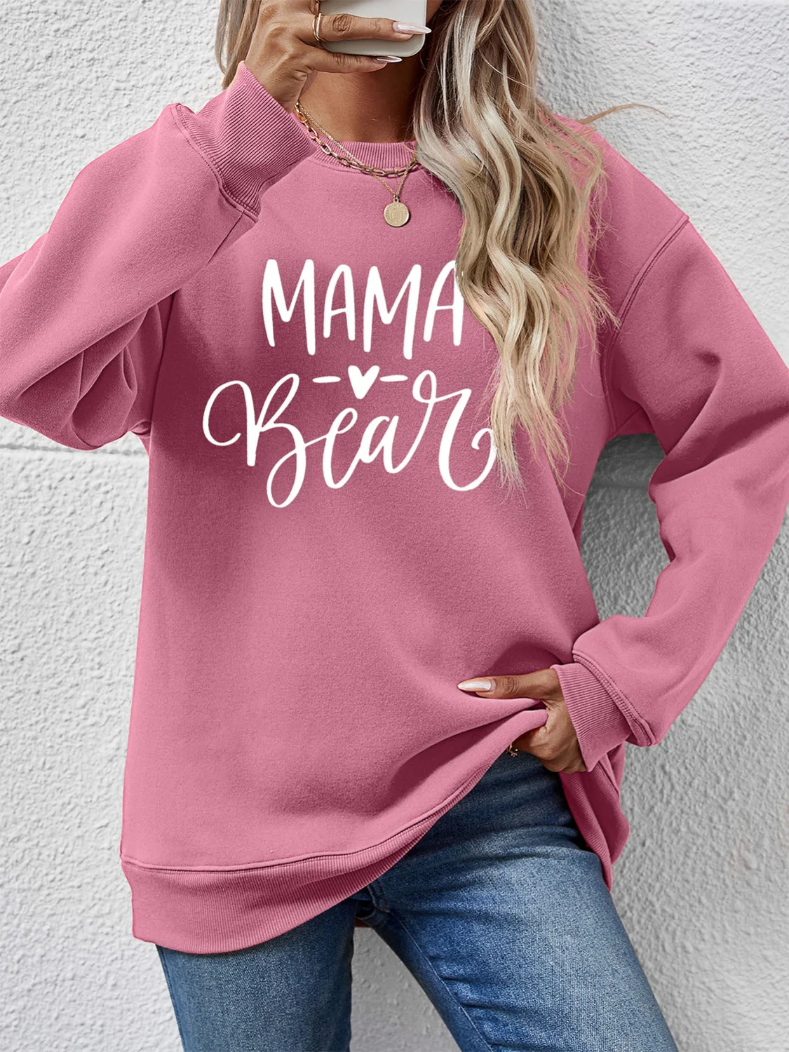 Letter Graphic Round Neck Long Sleeve Sweatshirt - Image 16