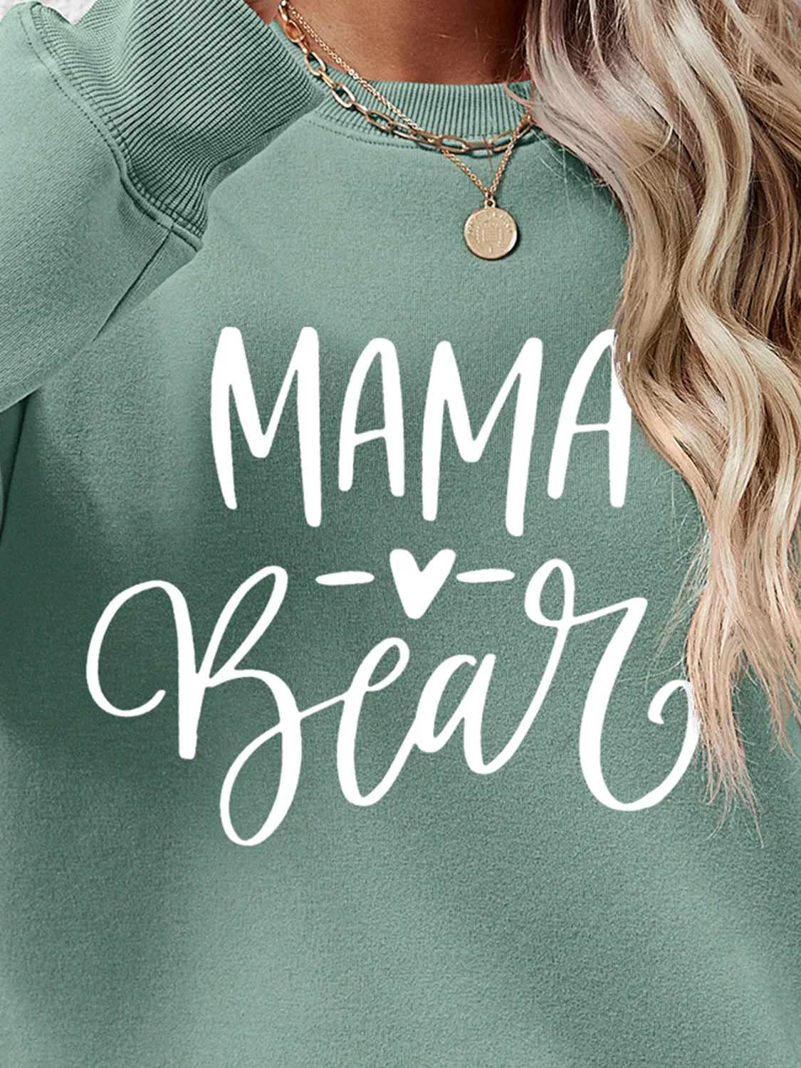 Letter Graphic Round Neck Long Sleeve Sweatshirt - Image 3