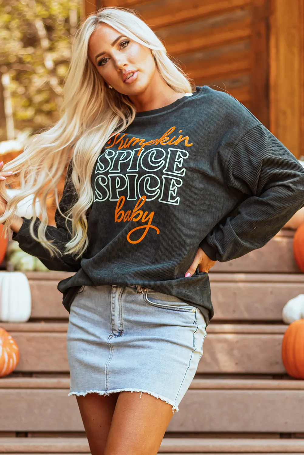 Letter Graphic Round Neck Long Sleeve Sweatshirt - Image 2