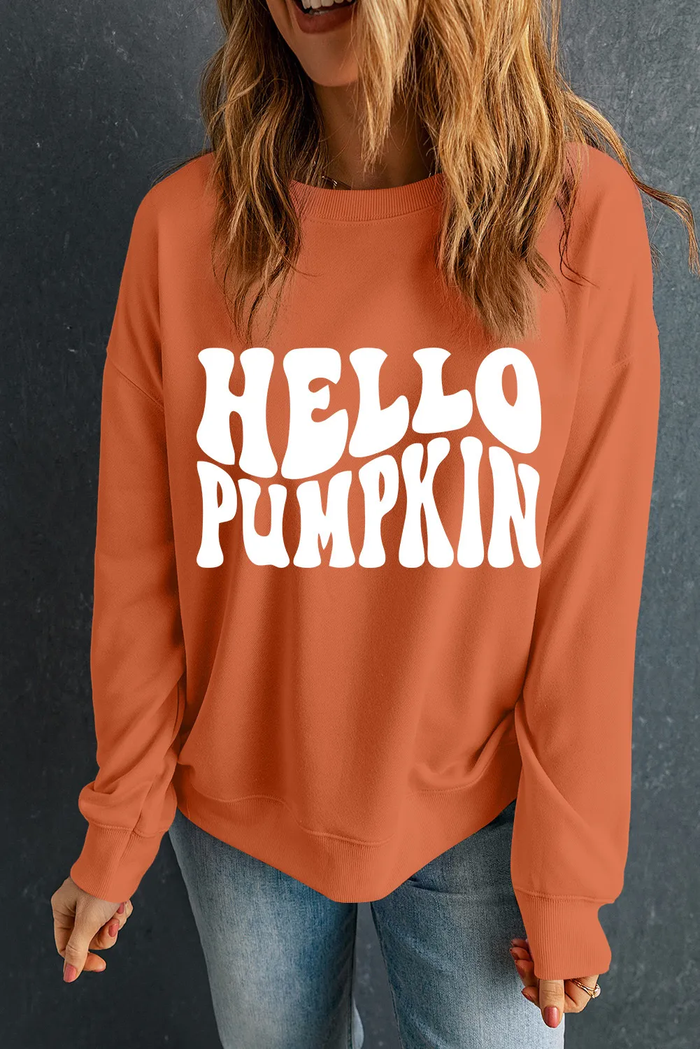 Letter Graphic Round Neck Long Sleeve Sweatshirt - Image 2