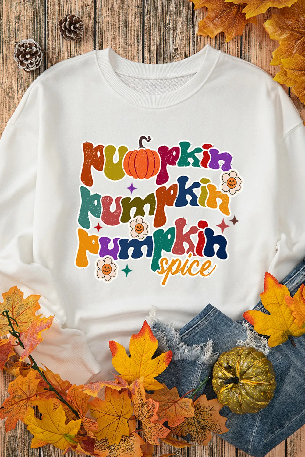 Letter Graphic Round Neck Long Sleeve Sweatshirt - Image 2