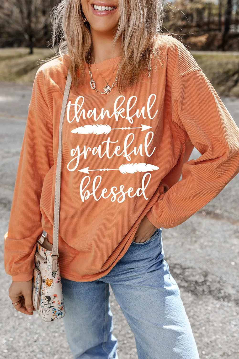 Letter Graphic Round Neck Long Sleeve Sweatshirt - Image 2