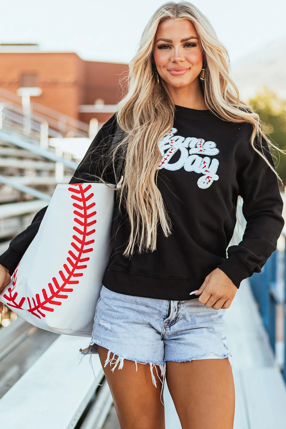 Letter Graphic Round Neck Long Sleeve Sweatshirt - Image 2