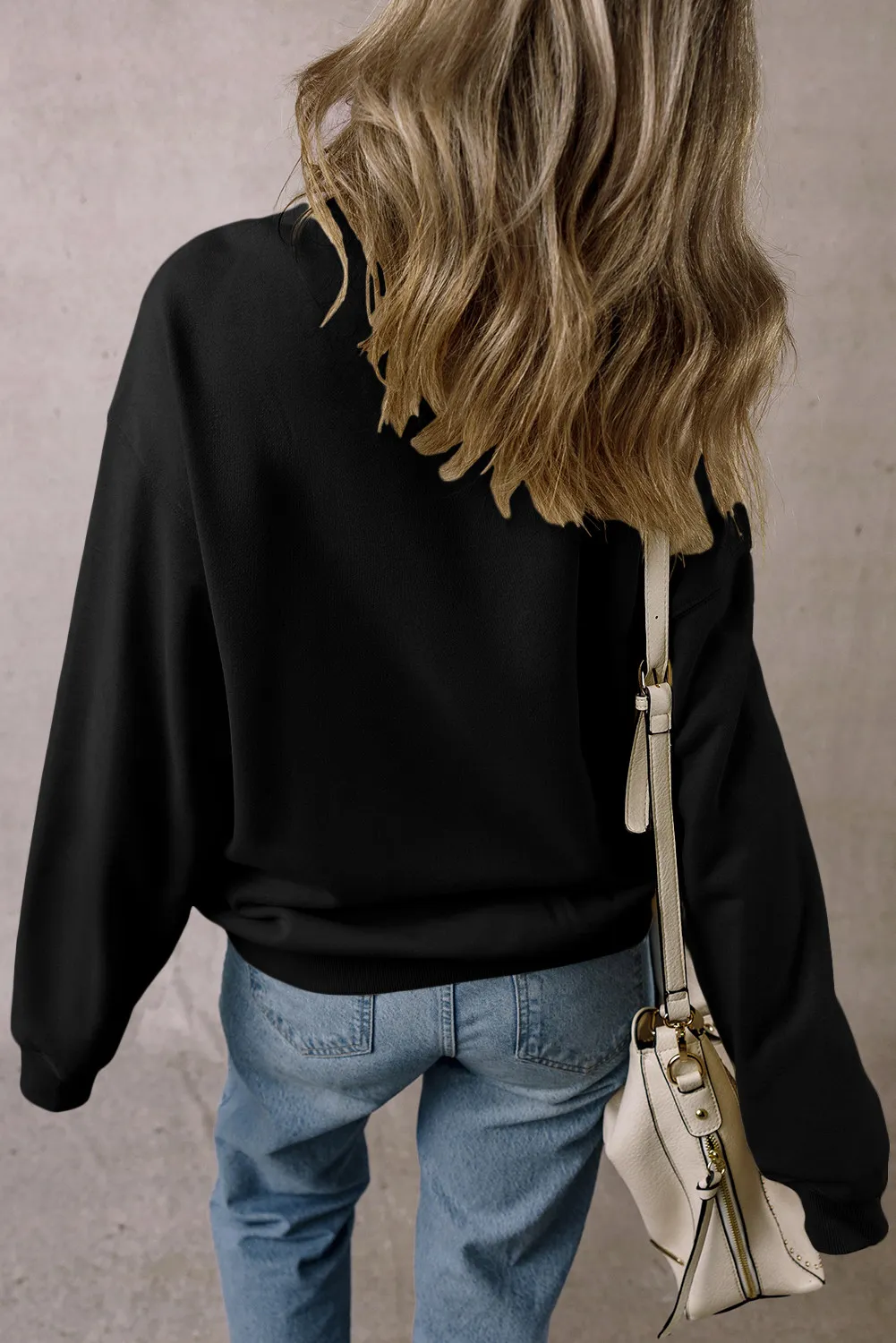 Letter Graphic Round Neck Long Sleeve Sweatshirt - Image 3