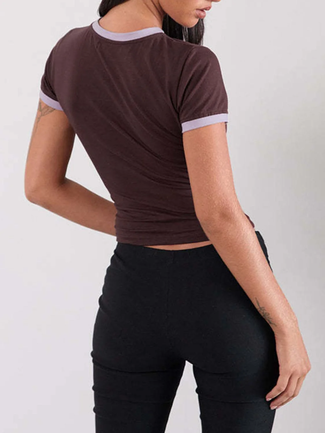 Letter Graphic Round Neck Short Sleeve T-Shirt - Image 2