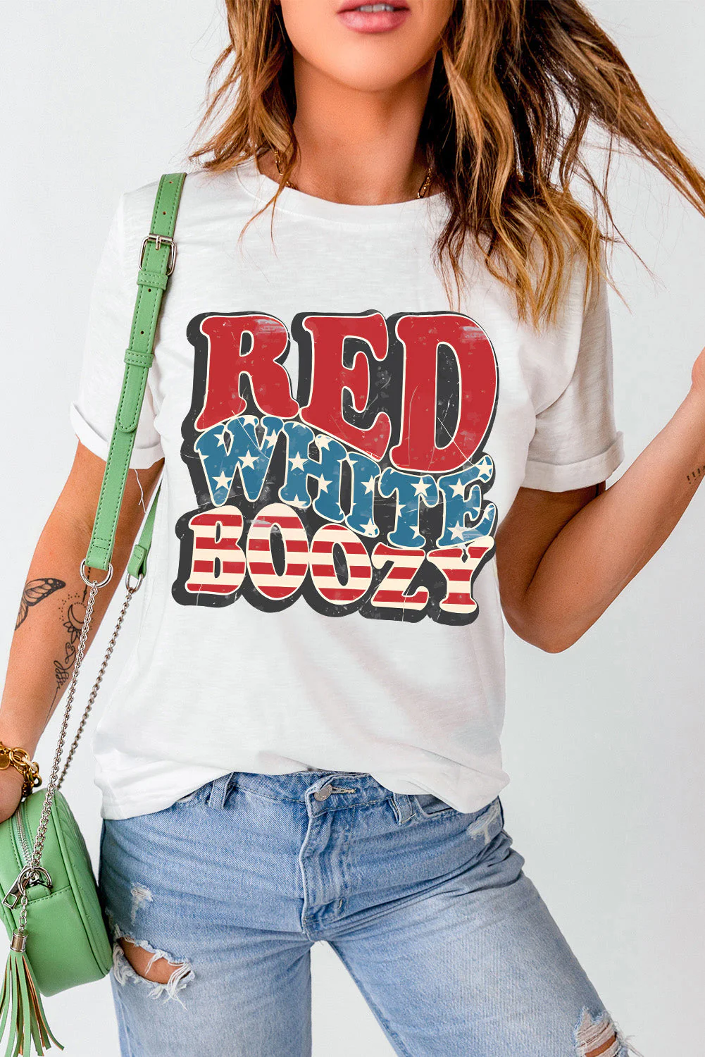 Letter Graphic Round Neck Short Sleeve T-Shirt - Image 2