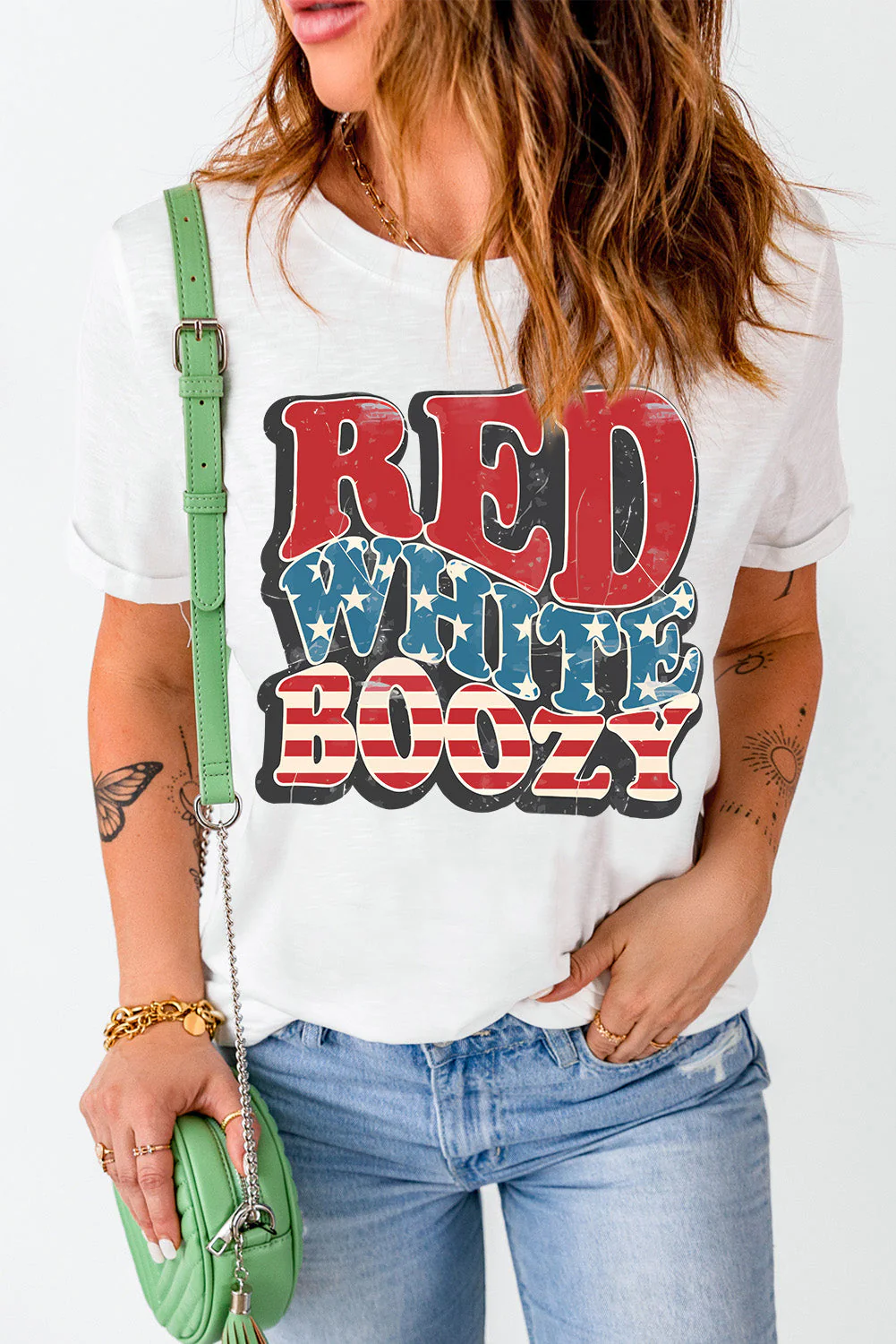 Letter Graphic Round Neck Short Sleeve T-Shirt - Image 3