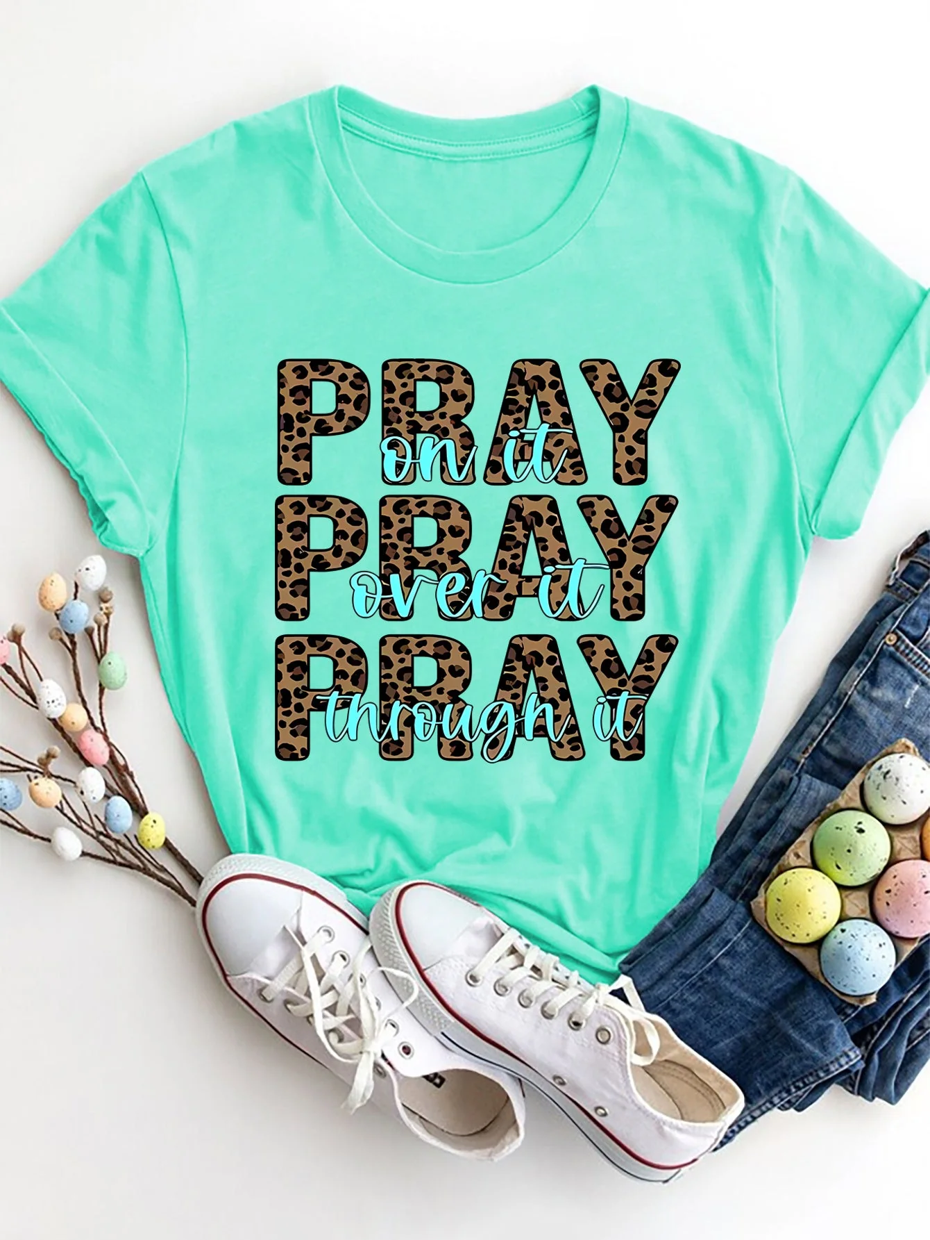 Letter Graphic Round Neck Short Sleeve T-Shirt - Image 13