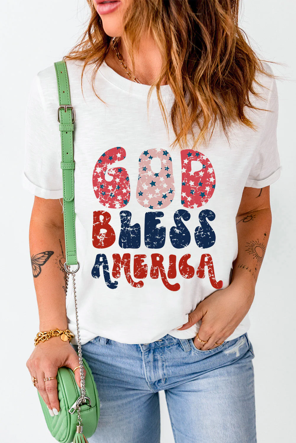 Letter Graphic Round Neck Short Sleeve T-Shirt - Image 2