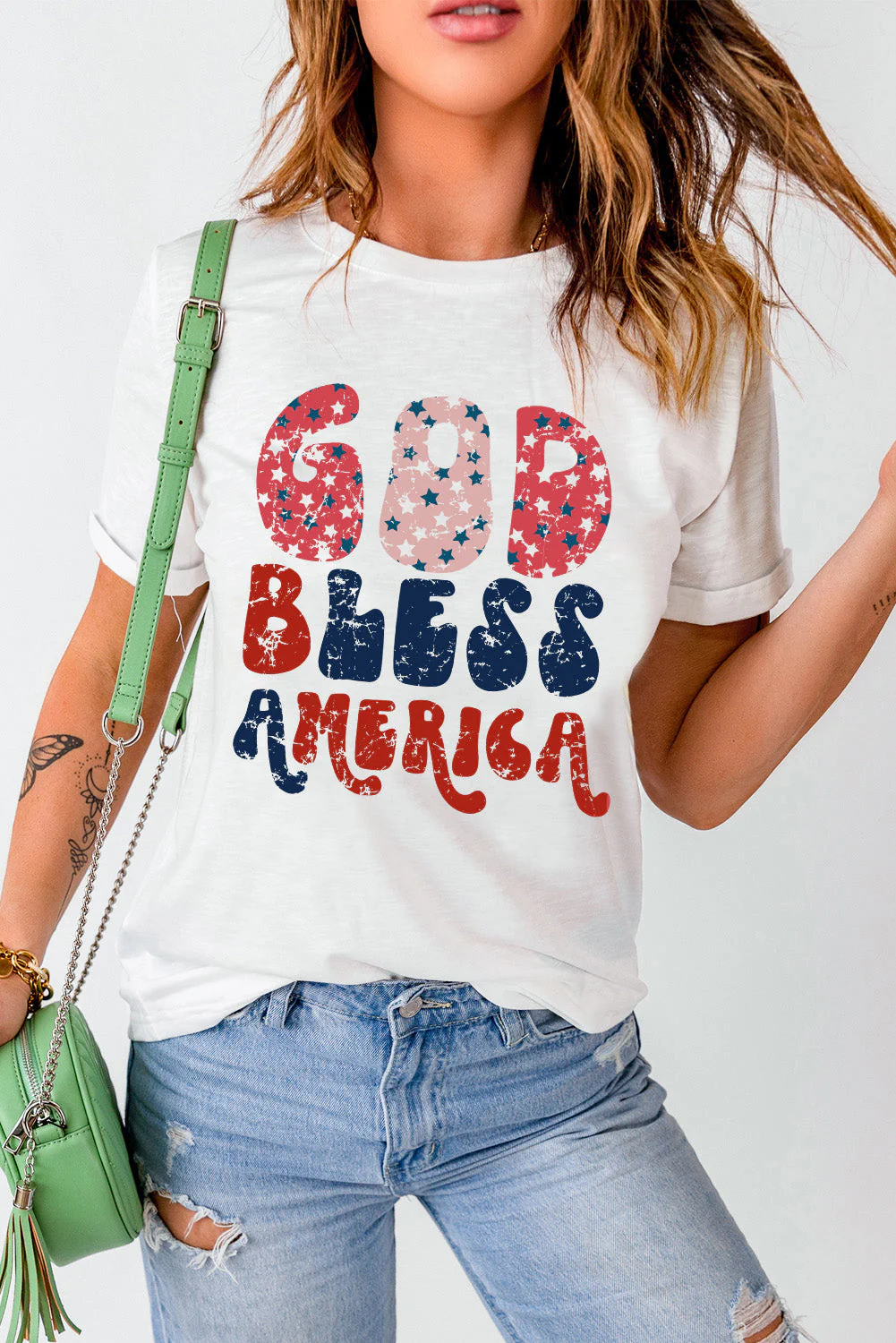 Letter Graphic Round Neck Short Sleeve T-Shirt - Image 4