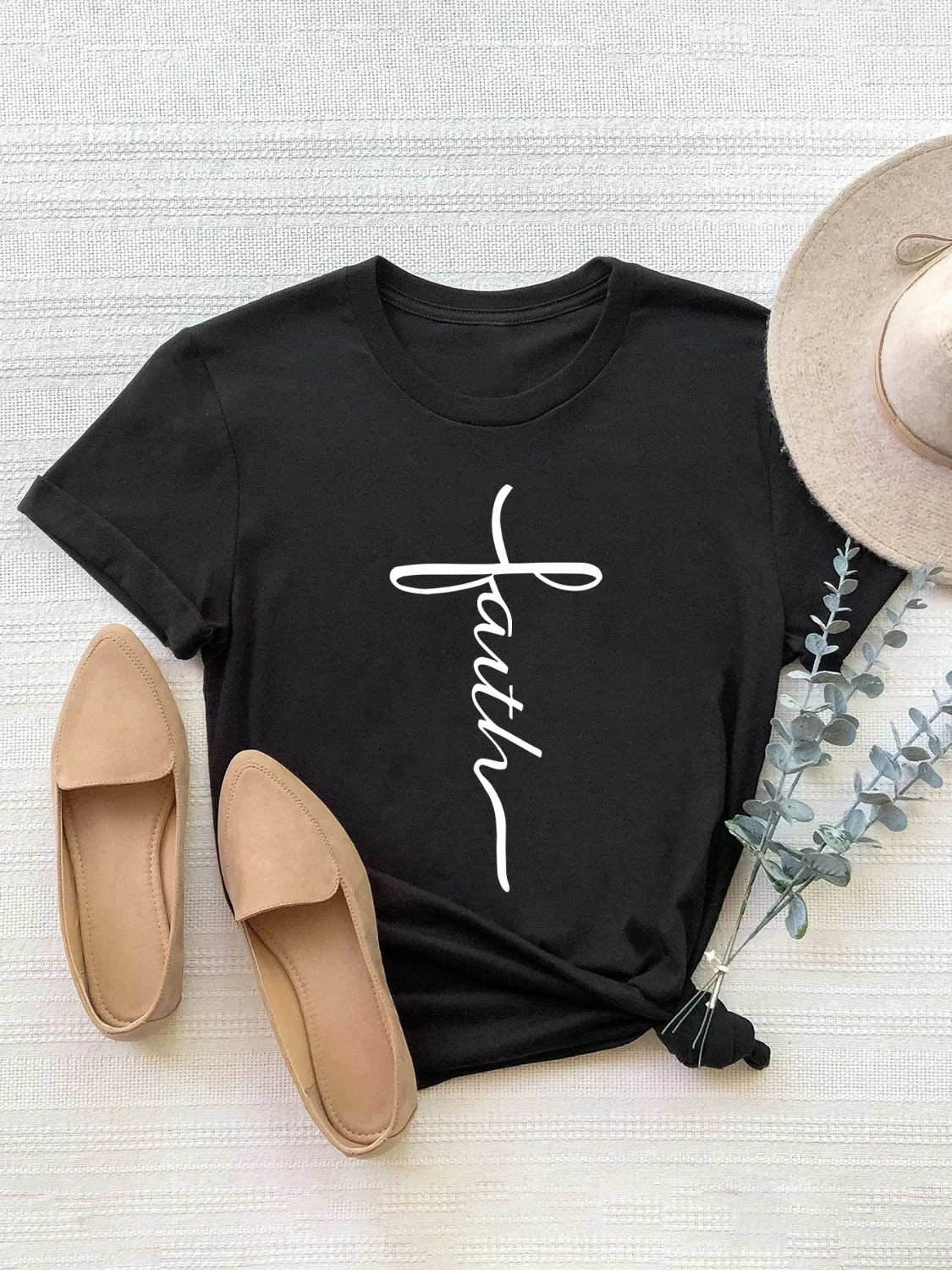Letter Graphic Round Neck Short Sleeve T-Shirt - Image 4