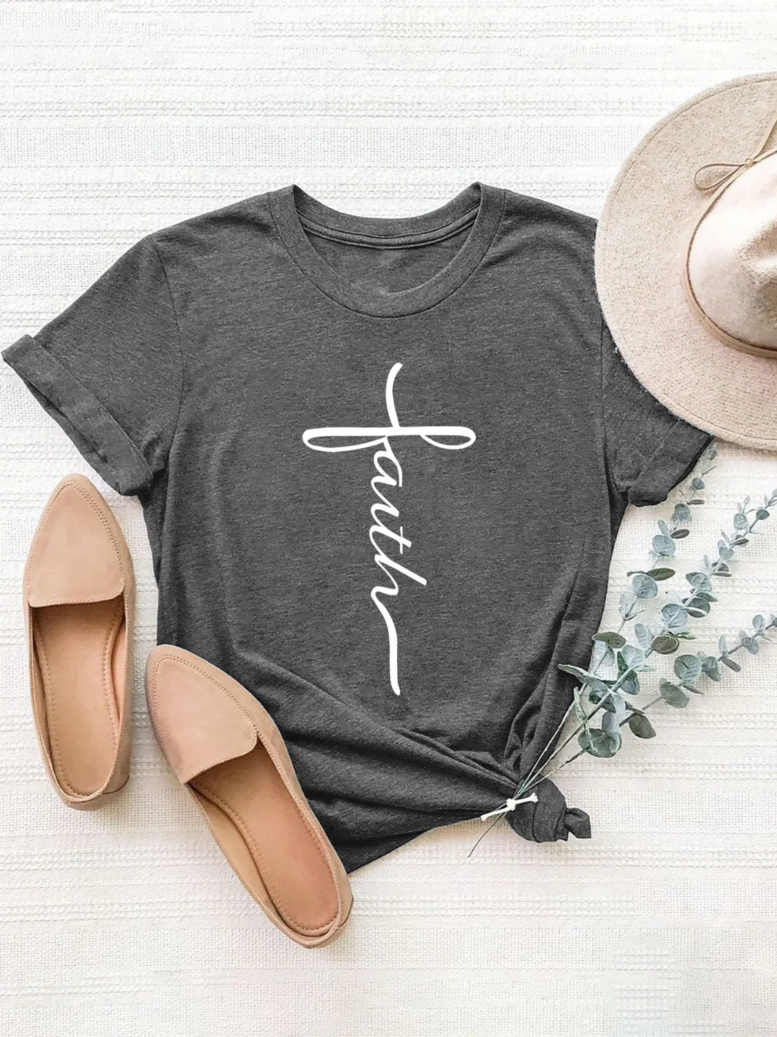 Letter Graphic Round Neck Short Sleeve T-Shirt - Image 7