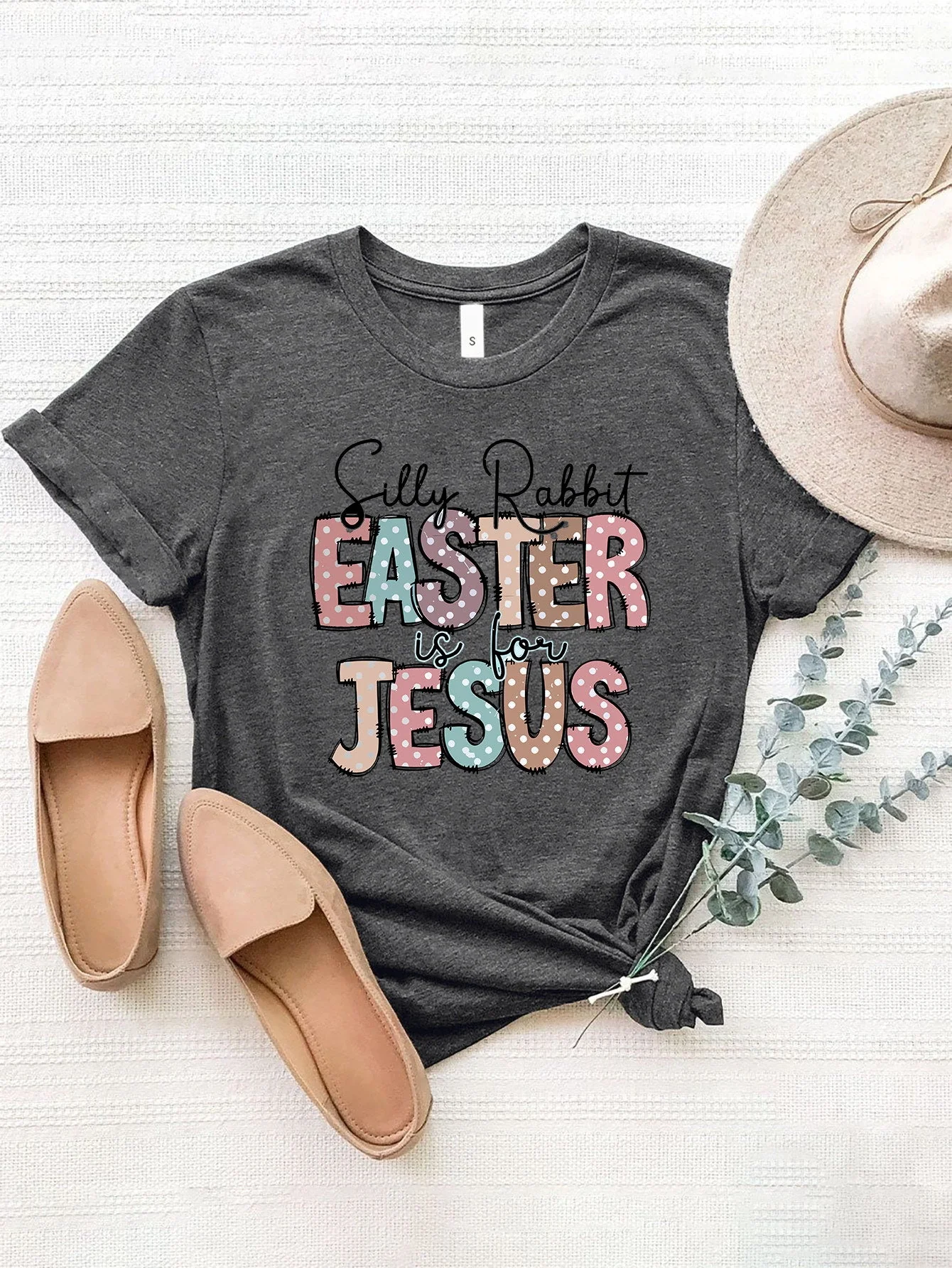 Letter Graphic Round Neck Short Sleeve T-Shirt - Image 16