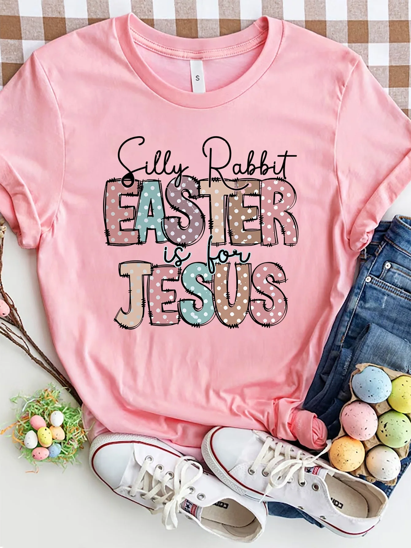 Letter Graphic Round Neck Short Sleeve T-Shirt - Image 7