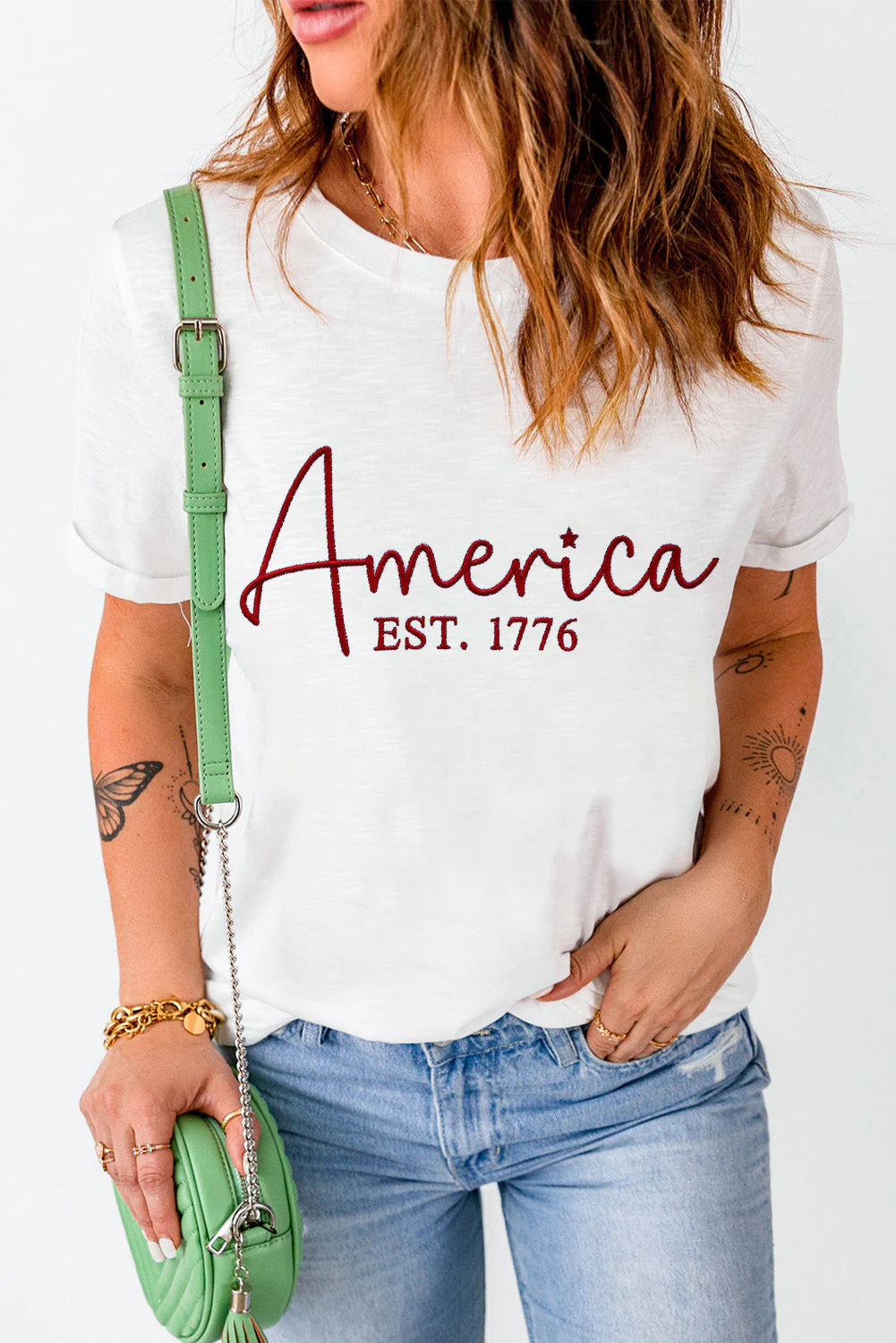 Letter Graphic Round Neck Short Sleeve T-Shirt - Image 4