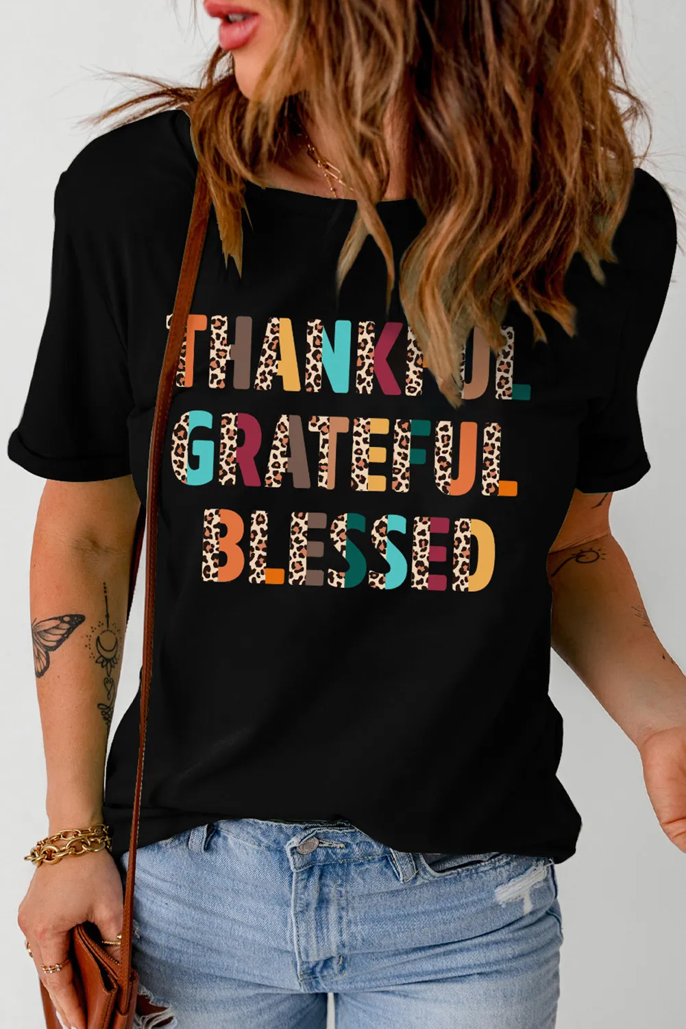 Letter Graphic Round Neck Short Sleeve T-Shirt - Image 2