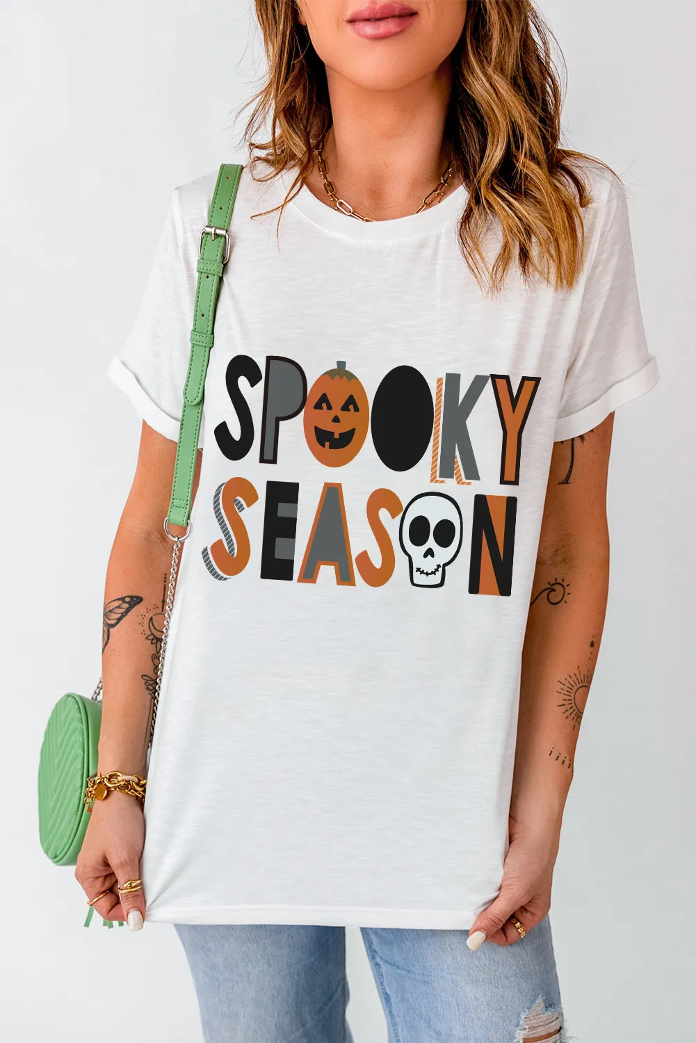 Letter Graphic Round Neck Short Sleeve T-Shirt - Image 2