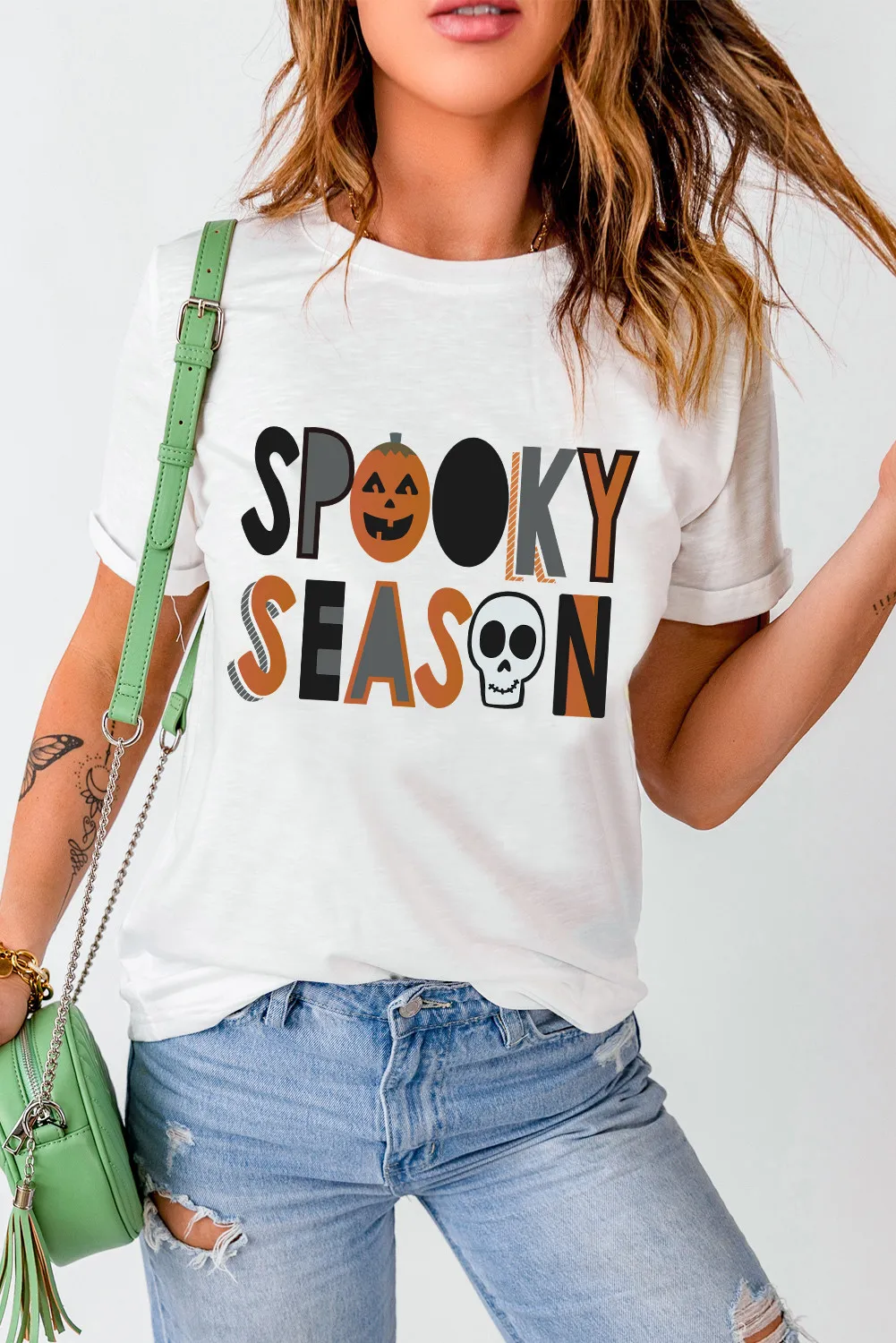 Letter Graphic Round Neck Short Sleeve T-Shirt - Image 3