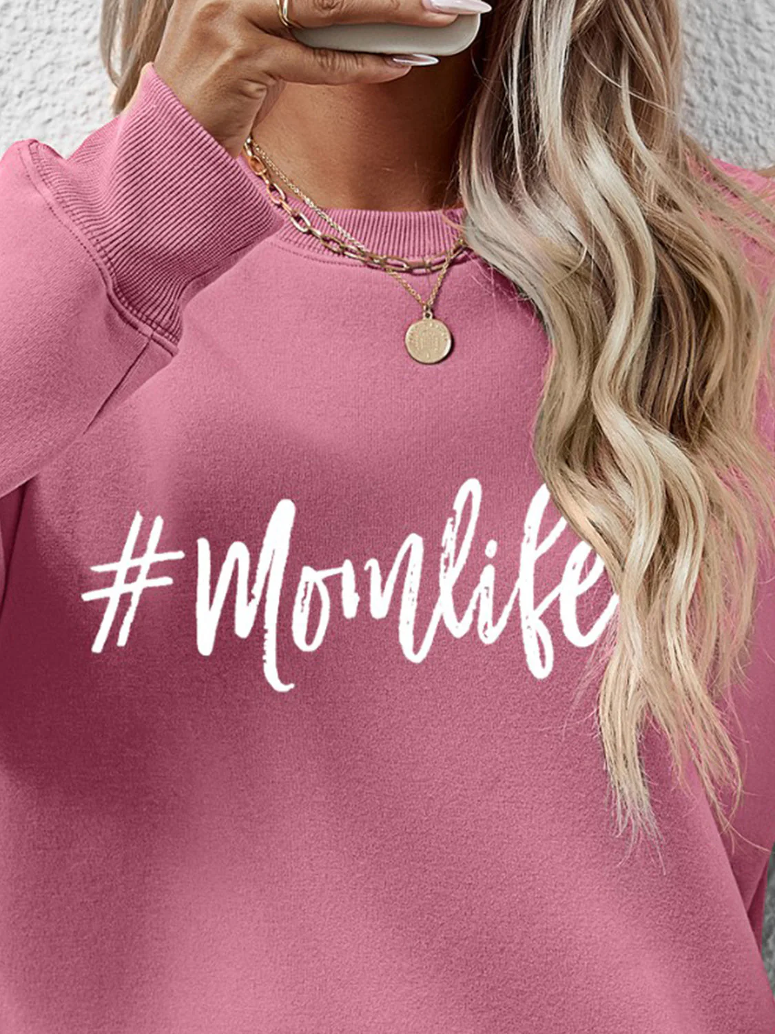 Letter Graphic Round Neck Sweatshirt - Image 20