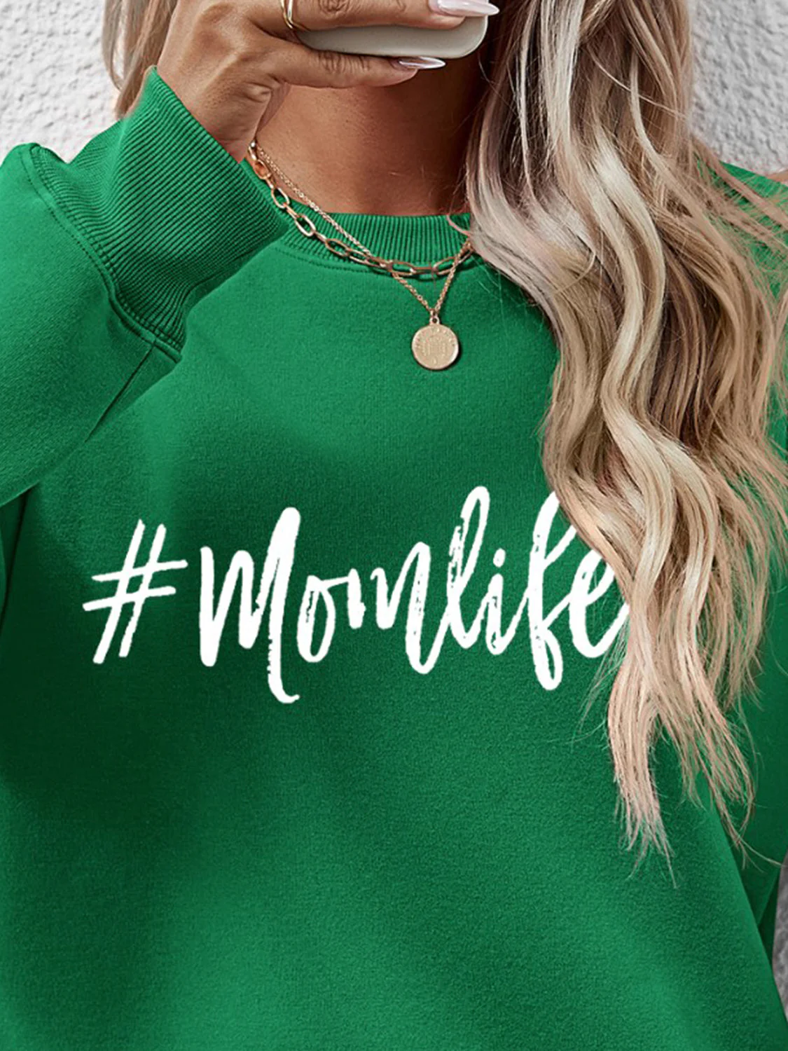 Letter Graphic Round Neck Sweatshirt - Image 3