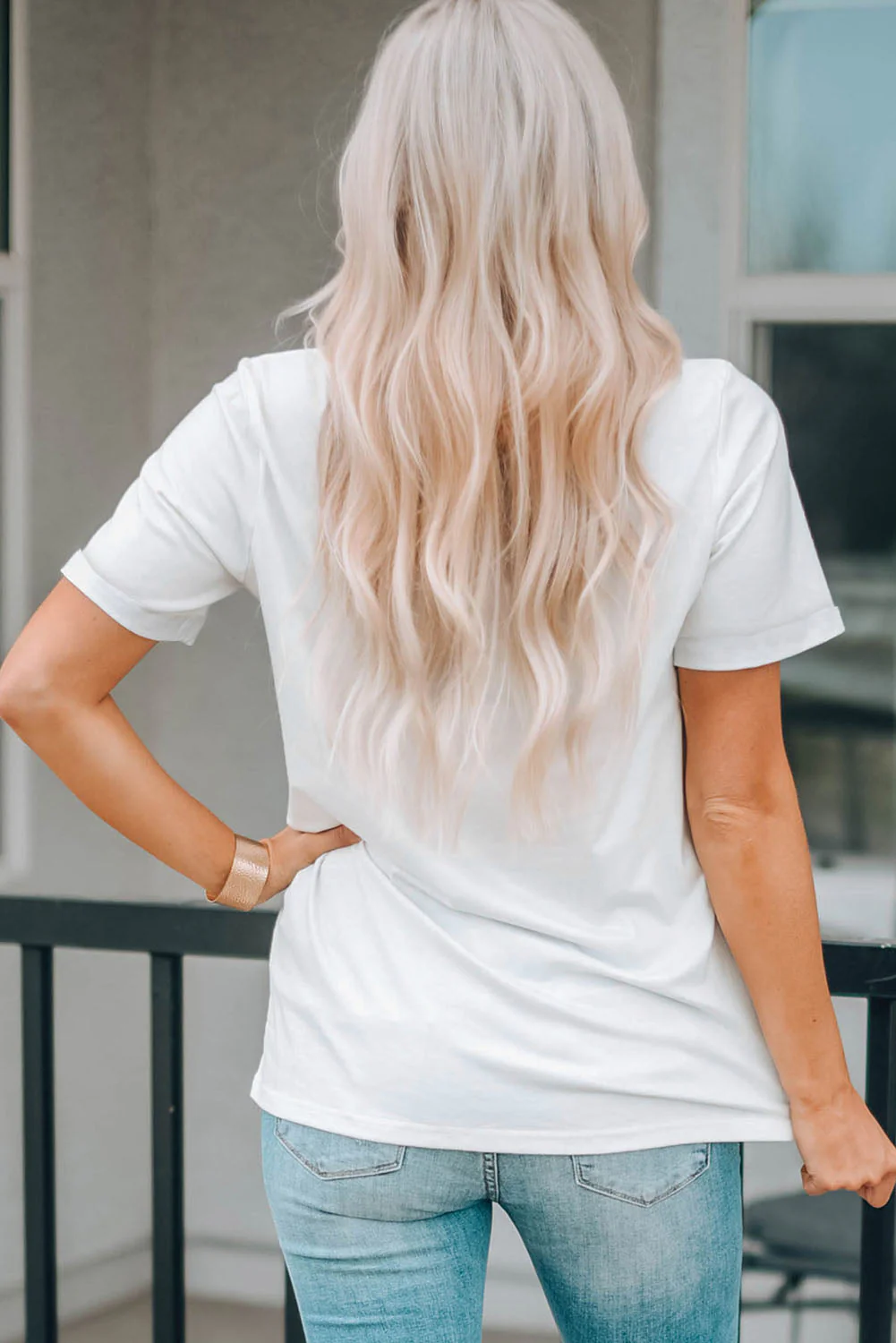 Letter Graphic Round Neck Tee - Image 2