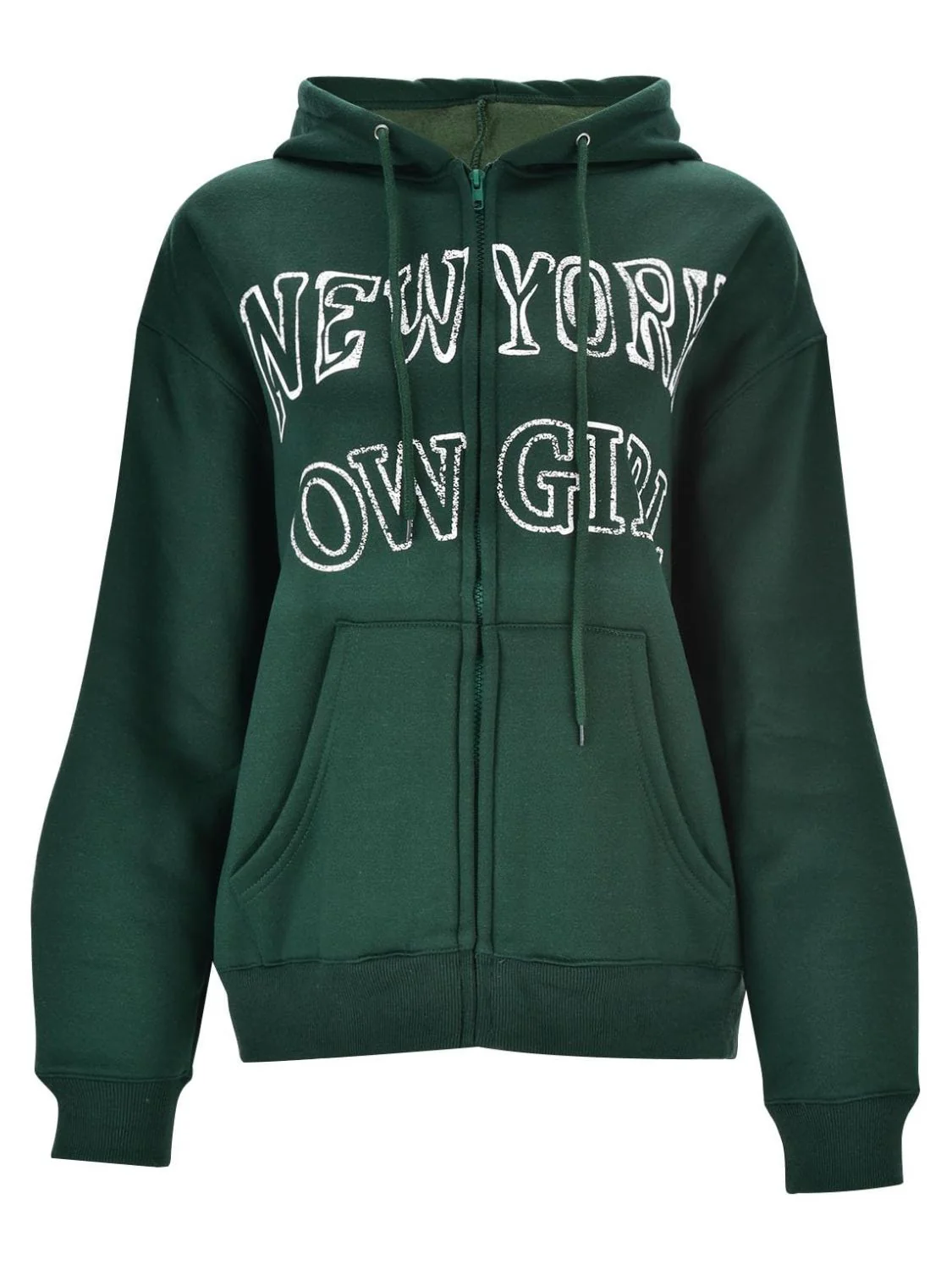 Letter Graphic Zip Up Long Sleeve Hooded Jacket - Image 2