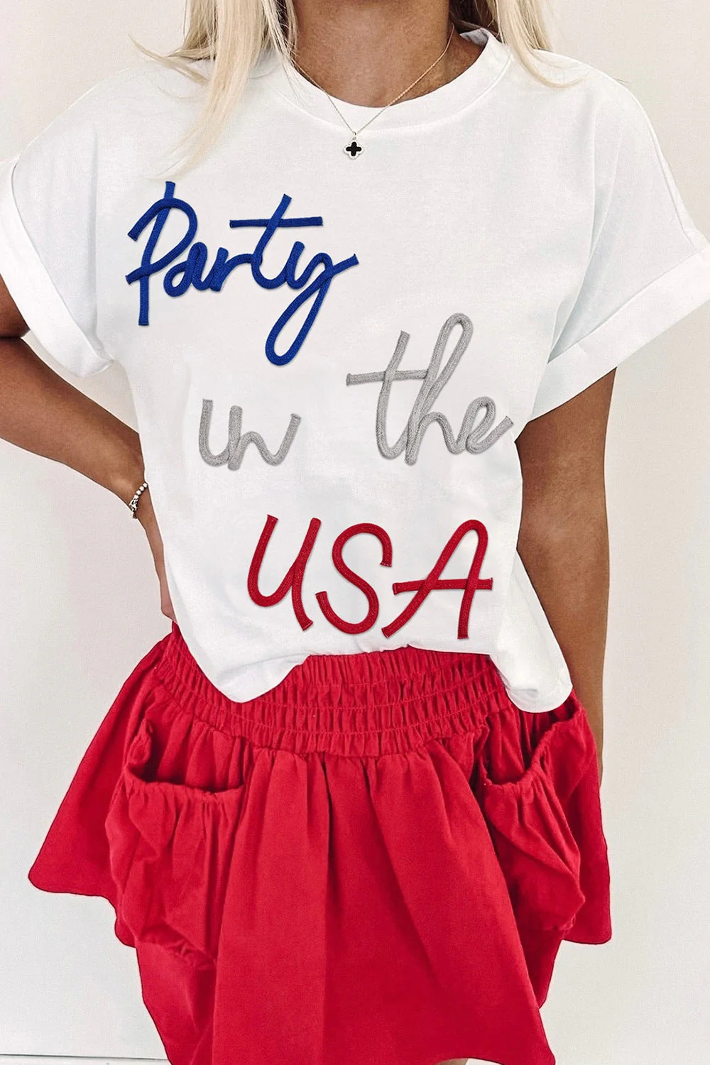 Letter Round Neck Short Sleeve T-Shirt - Image 3