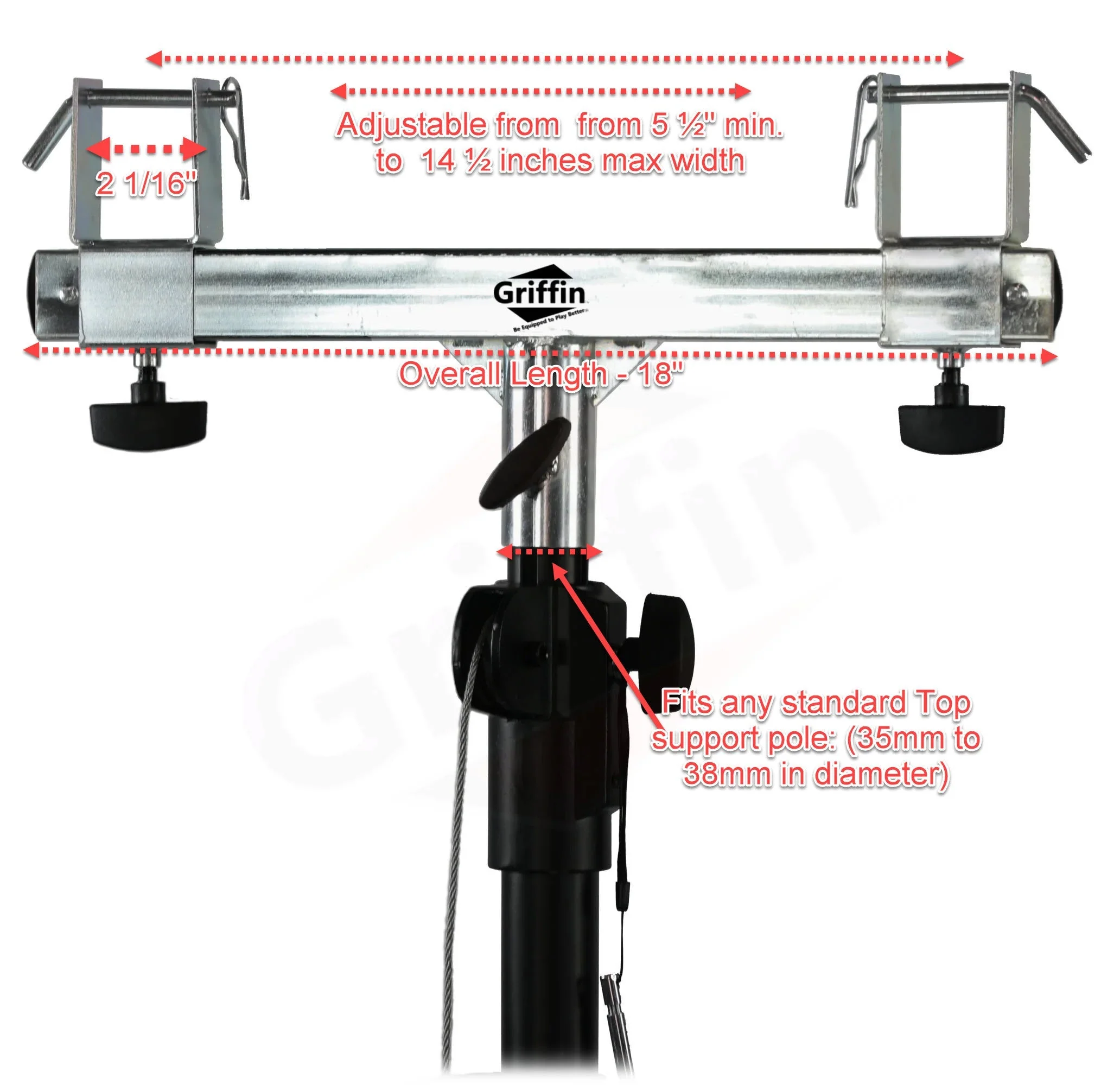 Light Trussing Stands by GRIFFIN - T Adapter DJ Booth Kit & Truss System for Lighting Cans & Speakers - Pro-Audio Stage Platform Hardware Mounting Kit by GeekStands.com - Image 6
