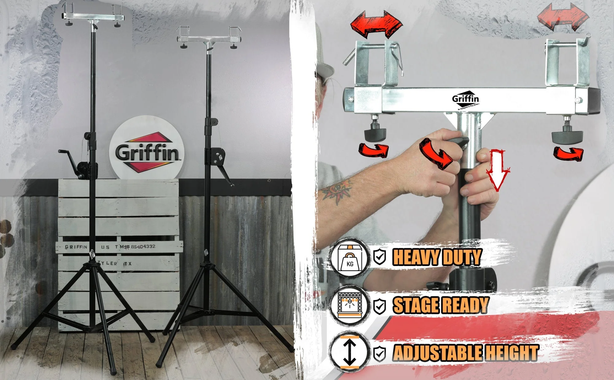 Light Trussing Stands by GRIFFIN - T Adapter DJ Booth Kit & Truss System for Lighting Cans & Speakers - Pro-Audio Stage Platform Hardware Mounting Kit by GeekStands.com - Image 7