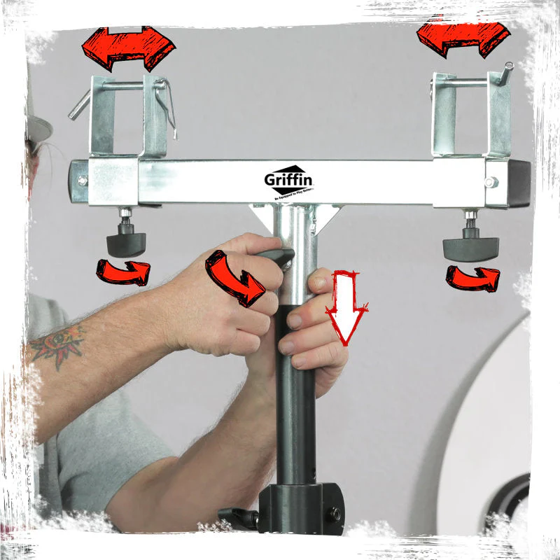 Light Trussing Stands by GRIFFIN - T Adapter DJ Booth Kit & Truss System for Lighting Cans & Speakers - Pro-Audio Stage Platform Hardware Mounting Kit by GeekStands.com - Image 9