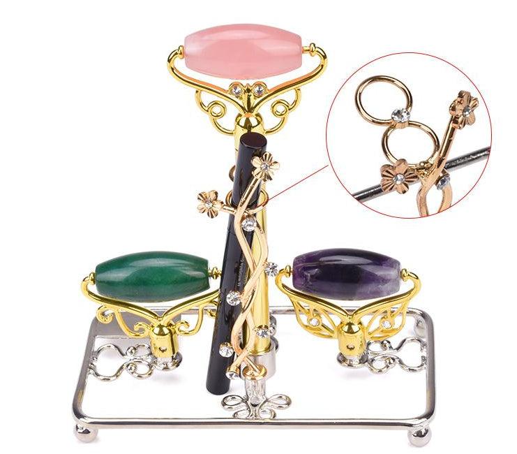Limited Edition - Magic Wand - Jade, Rose Quartz, Amethyst Facial Roller w/ Stand by ZAQ Skin & Body - Image 2