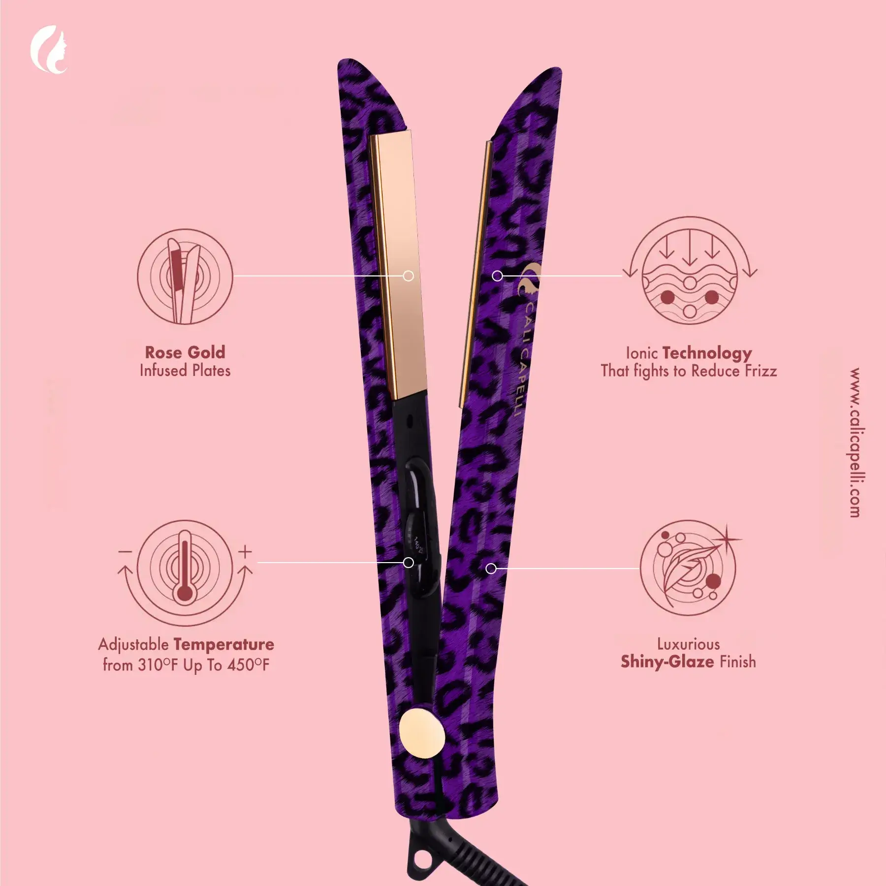 Limited: Pro-Series 1″ Titanium Hair Straightener Leopard by Calicapelli Hair Tools - Image 6