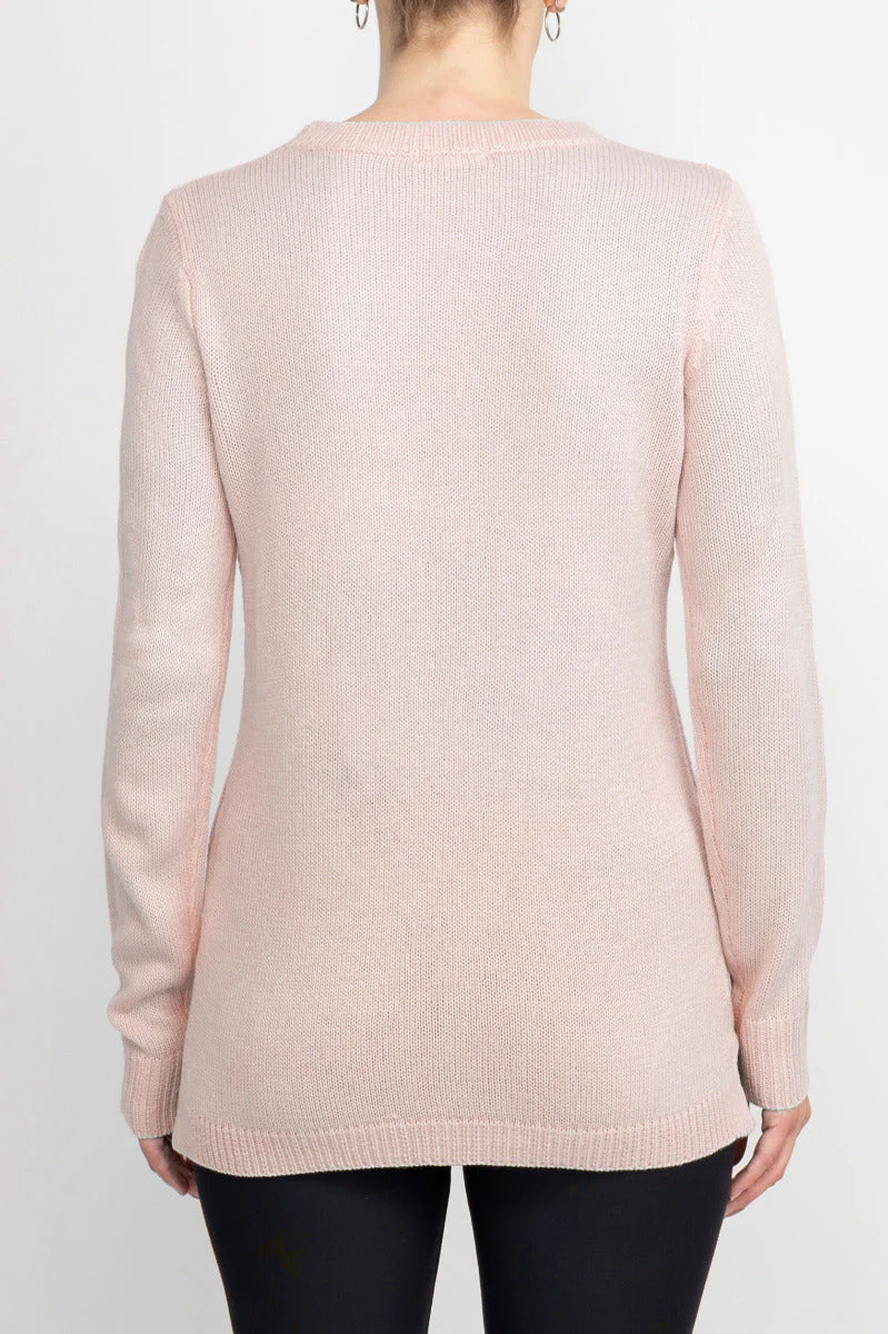 Lissy Crew Neck Long Sleeve Solid Knit Top by Curated Brands - Image 3