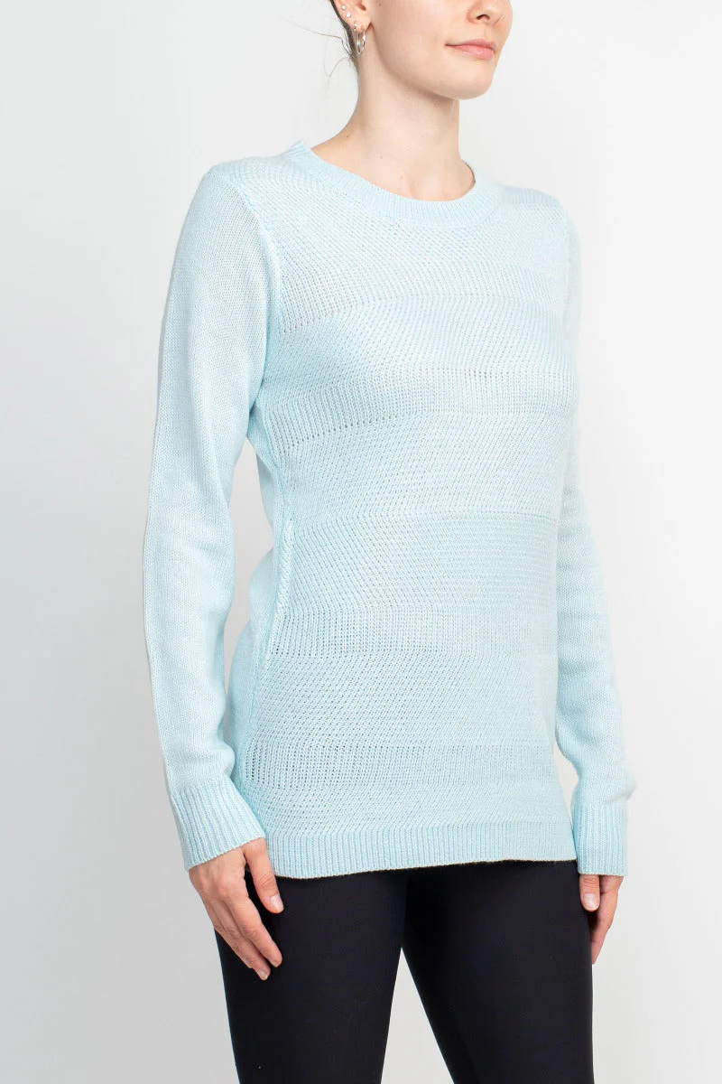 Lissy Crew Neck Long Sleeve Solid Knit Top by Curated Brands - Image 6