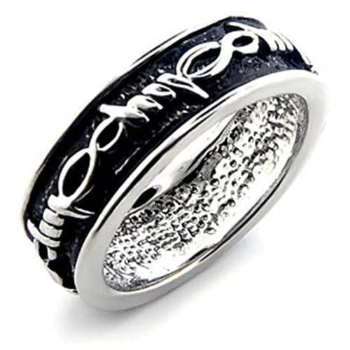 LO015 - Rhodium Brass Ring with No Stone - Image 2