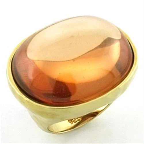 LOA651 - Gold 925 Sterling Silver Ring with AAA Grade CZ in Orange - Image 5