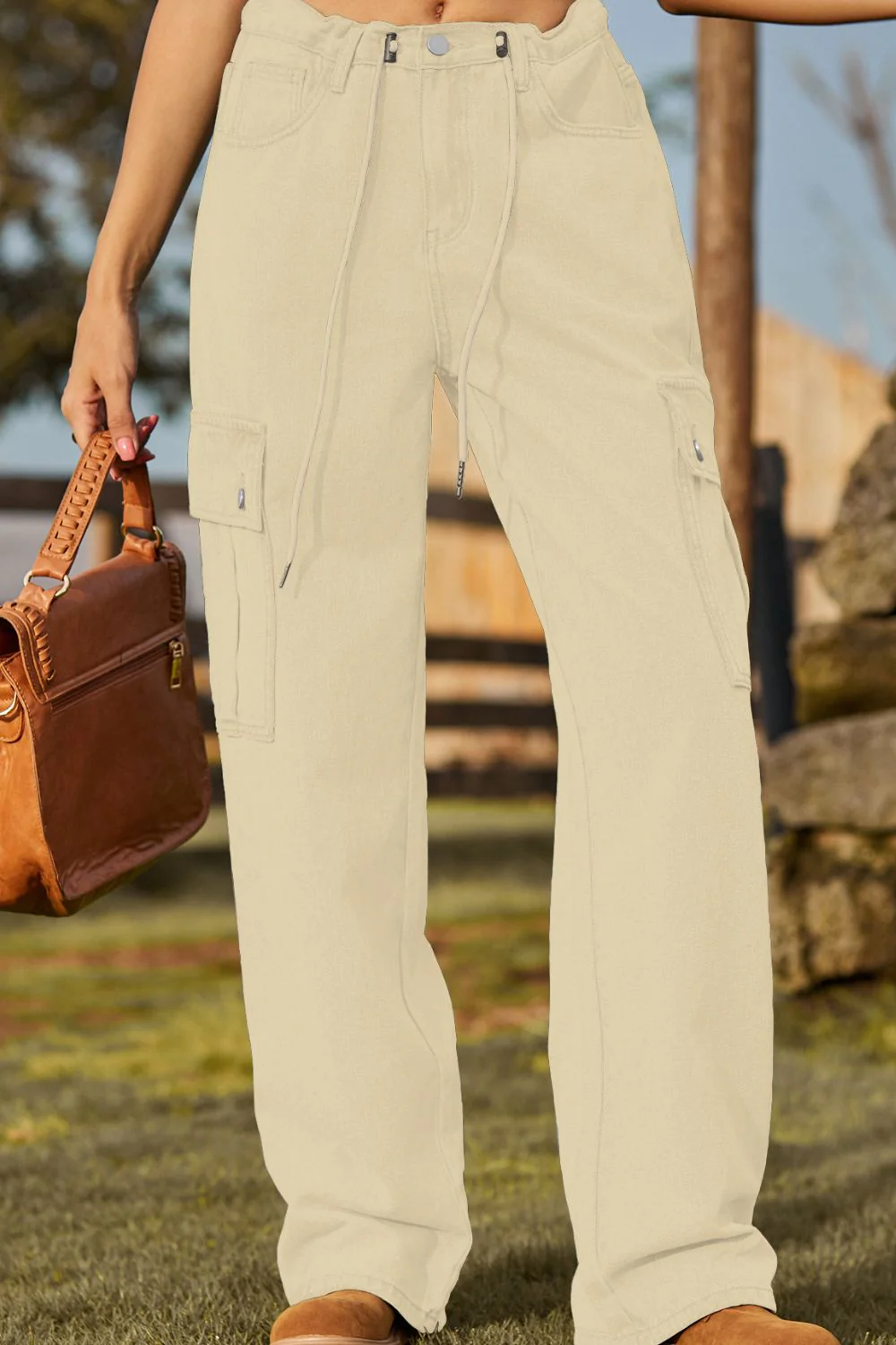 Loose Fit Drawstring Jeans with Pocket - Image 13